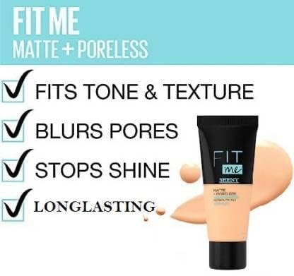 Fit Me Matte+Poreless Liquid Foundation & Kajal Eyeliner Mascara Set - 4-Piece Makeup Kit for Flawless Matte Finish | Perfect for Daily Wear, Parties & Special Occasions