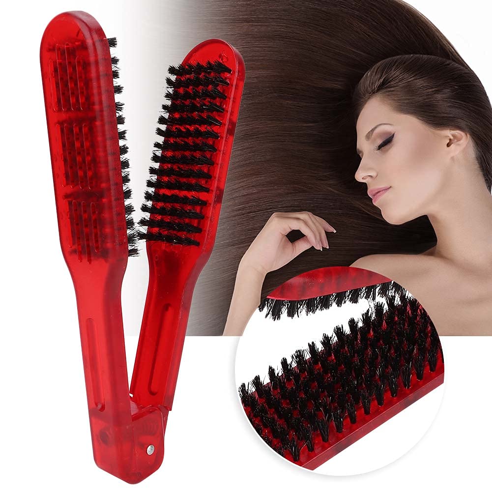 V-Shaped Hair Straightening Brush with Double-Sided Anti-Static Design - Professional Styling Comb for Women & Men - Perfect for Home Use, Salon & Barber Shop (Red) - Ideal for Smoothing, Straightening & Creating Sleek Hairstyles