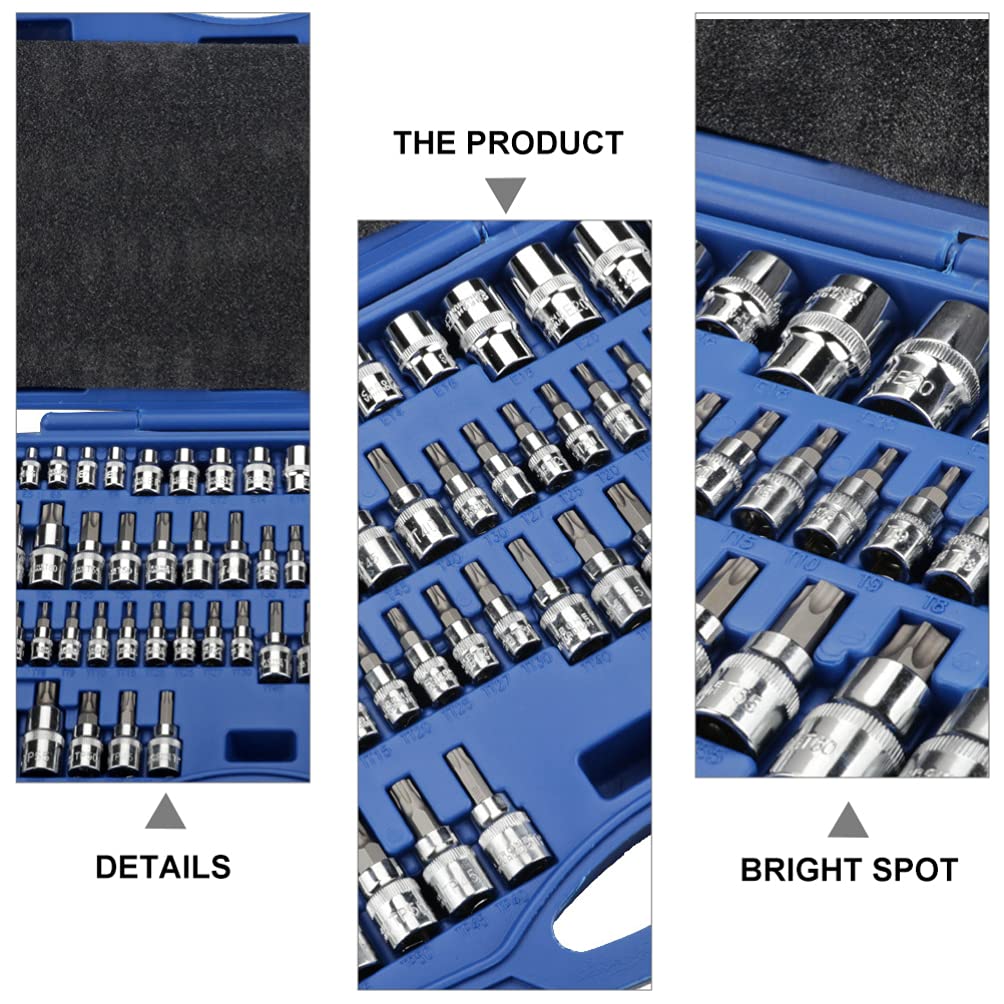 FAVOMOTO 60-Piece Sleeve Socket Set - Professional Automotive Repair Tool Kit with Star Sockets for Cars, Trucks & Trailers - Perfect for DIY Mechanics, Garage Use & Roadside Emergency Repairs