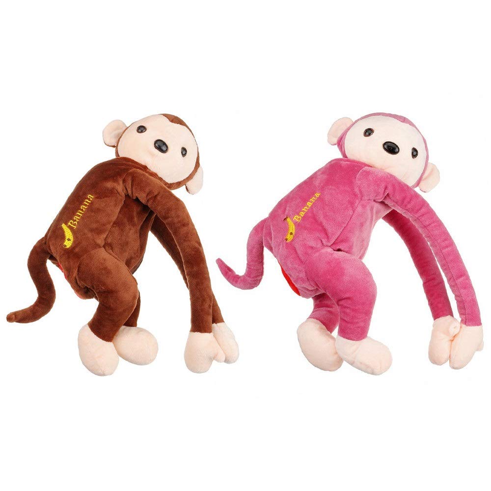 Cartoon Monkey Car Hanging Tissue Box Holder - Pink Paper Napkin Dispenser for Home & Auto Use | Cute Tissue Organizer for Car, Office, Bedroom & Living Room Decor