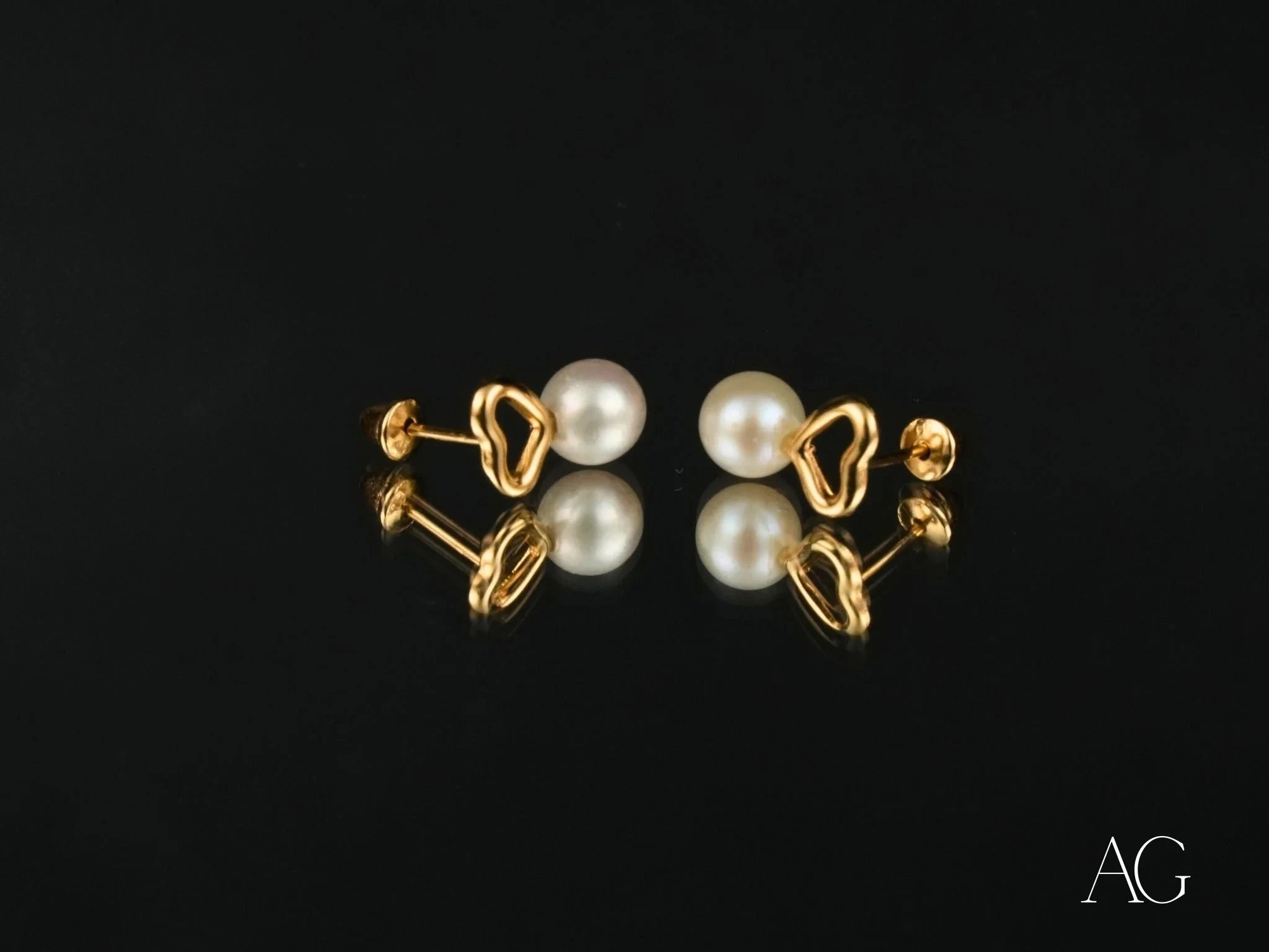 18K Gold Heart & Pearl Drop Earrings for Women - Elegant Dangle Jewelry Gift for Valentine's Day, Anniversary, Wedding & Special Occasions