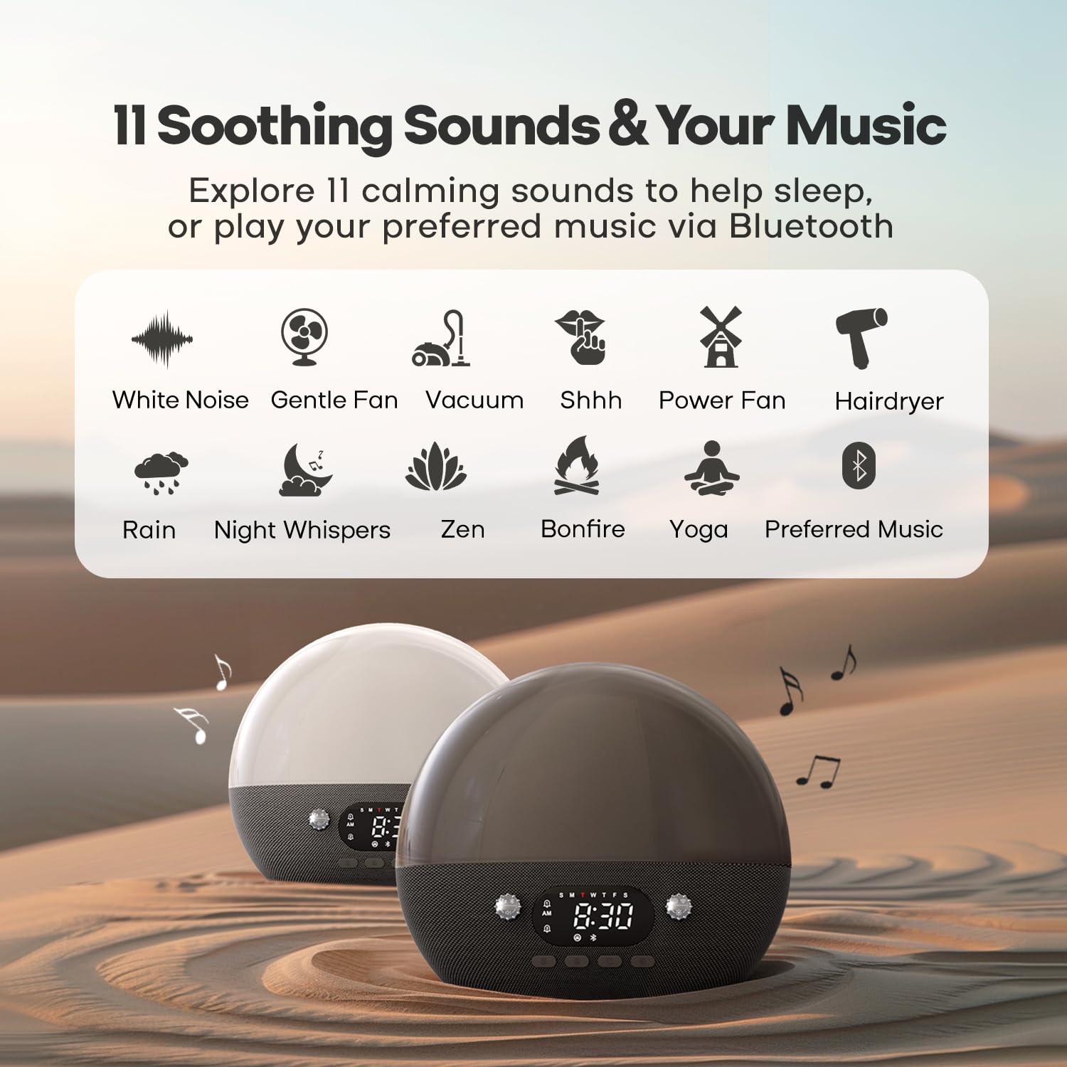 **Dekala RestOnn Sunrise Alarm Clock with Sunset Simulation - 7-Day Programmable Dual Alarm, White Noise & Natural Sounds for Sleep, Bluetooth Speaker, Amber Night Light & Smart App Control (Black) – Perfect for Bedrooms, Meditation & Relaxation**