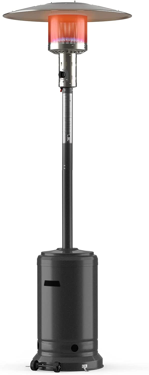 FHLZ Outdoor Propane Patio Heater with Wheels - 16 sq.ft Coverage, Auto Shut Off & Easy Ignition System - Perfect for Backyard, Deck, Garden & Outdoor Dining Areas