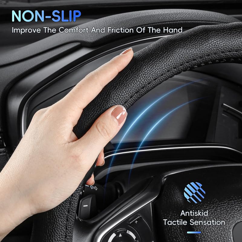 Premium 3D Textured Anti-Slip Steering Wheel Cover for Men - Soft, Breathable & Universal Fit (14.5-15 Inches) - Perfect for SUV, Jeep, Van, Sedan & Daily Commuting