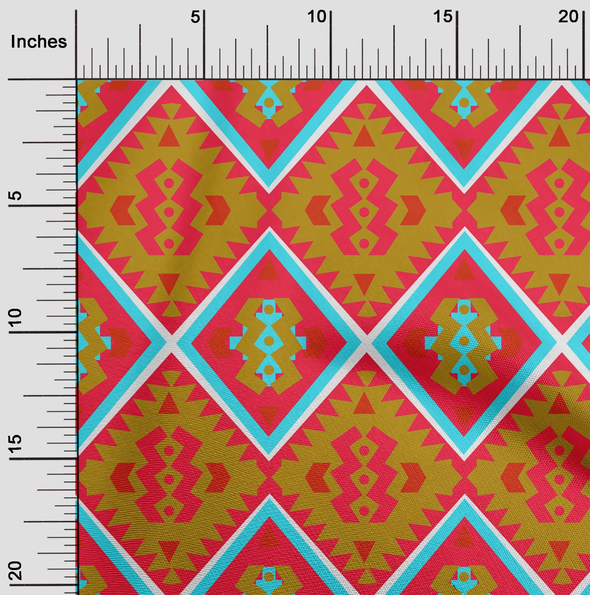 oneOone Polyester Spandex Red Tribal Print Fabric by The Yard - 56 Inch Wide Stretchy Dress Material for DIY Fashion, Costumes & Home Decor