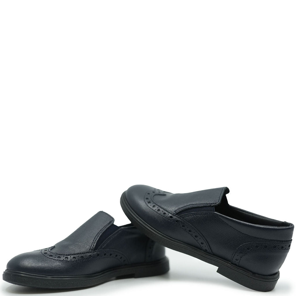Premium Navy Blue Textured Wingtip Dress Shoes for Men - Classic Business & Formal Occasions - Office, Weddings & Special Events