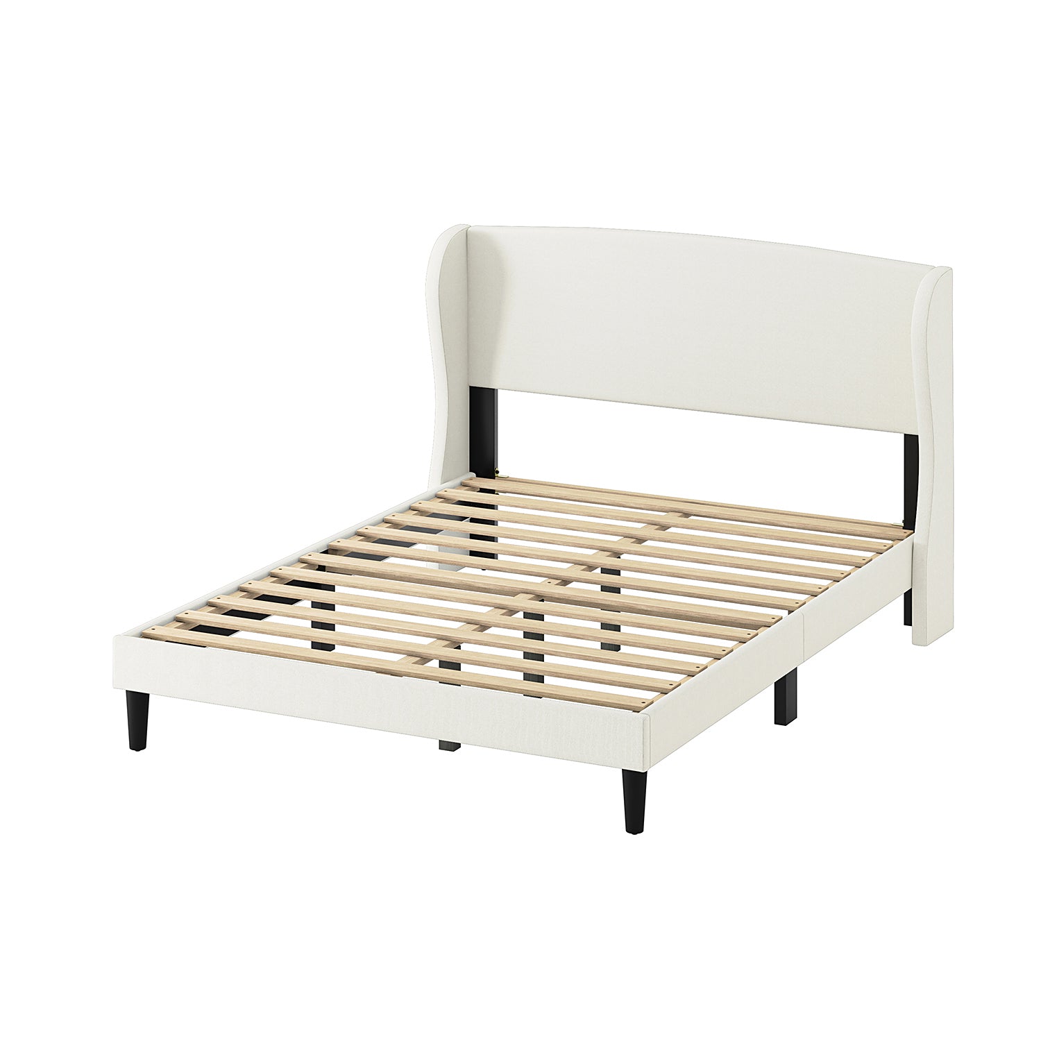 Baotist Upholstered Wingback Platform Bed Frame - Queen Size Modern Bedroom Furniture for Master Bedroom, Guest Room & Apartment