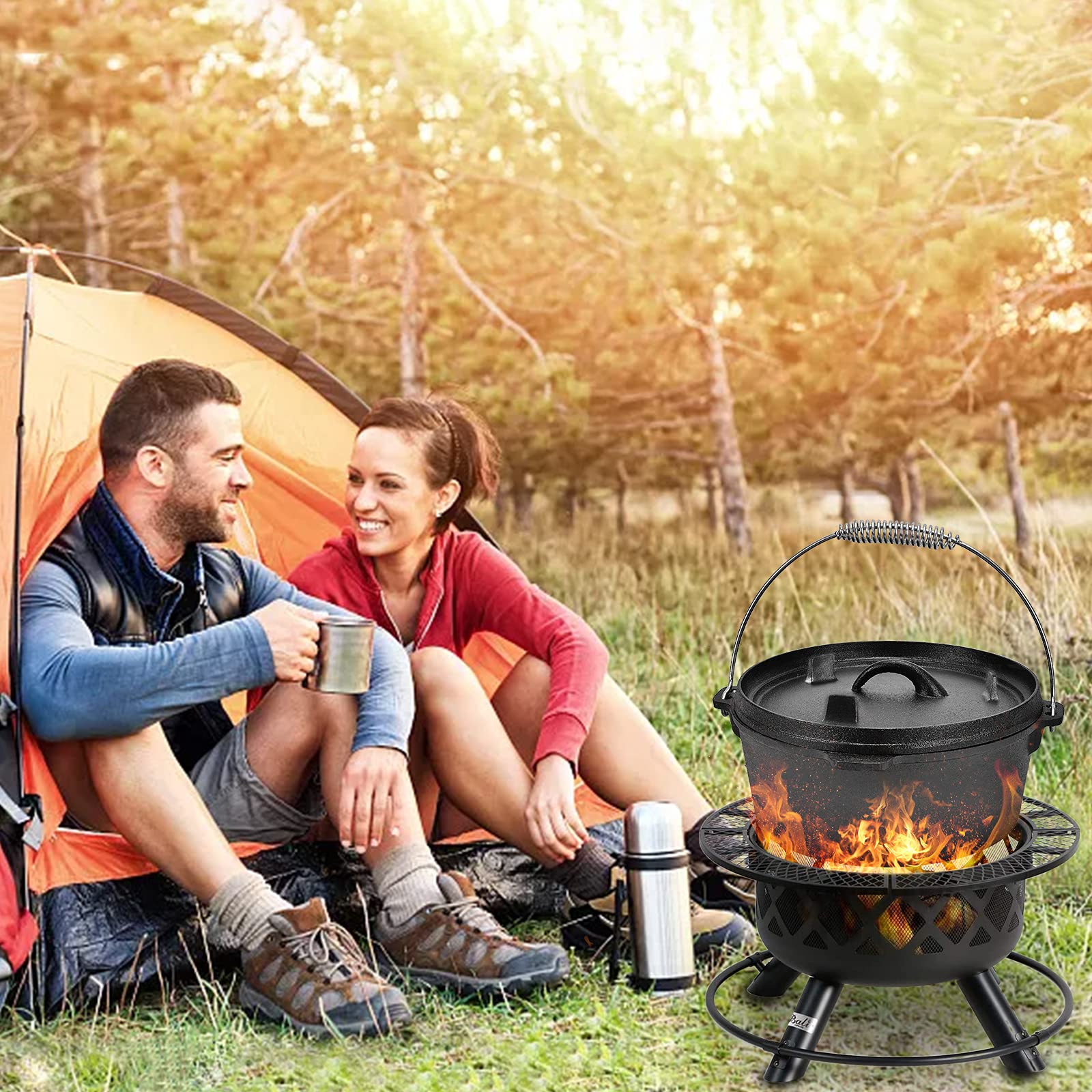 10 Quart Pre-Seasoned Cast Iron Dutch Oven with Lid Lifter Handle - Heavy Duty Casserole Pot for Camping, BBQ, Baking & Outdoor Cooking - Perfect for Stews, Soups and Bread Making
