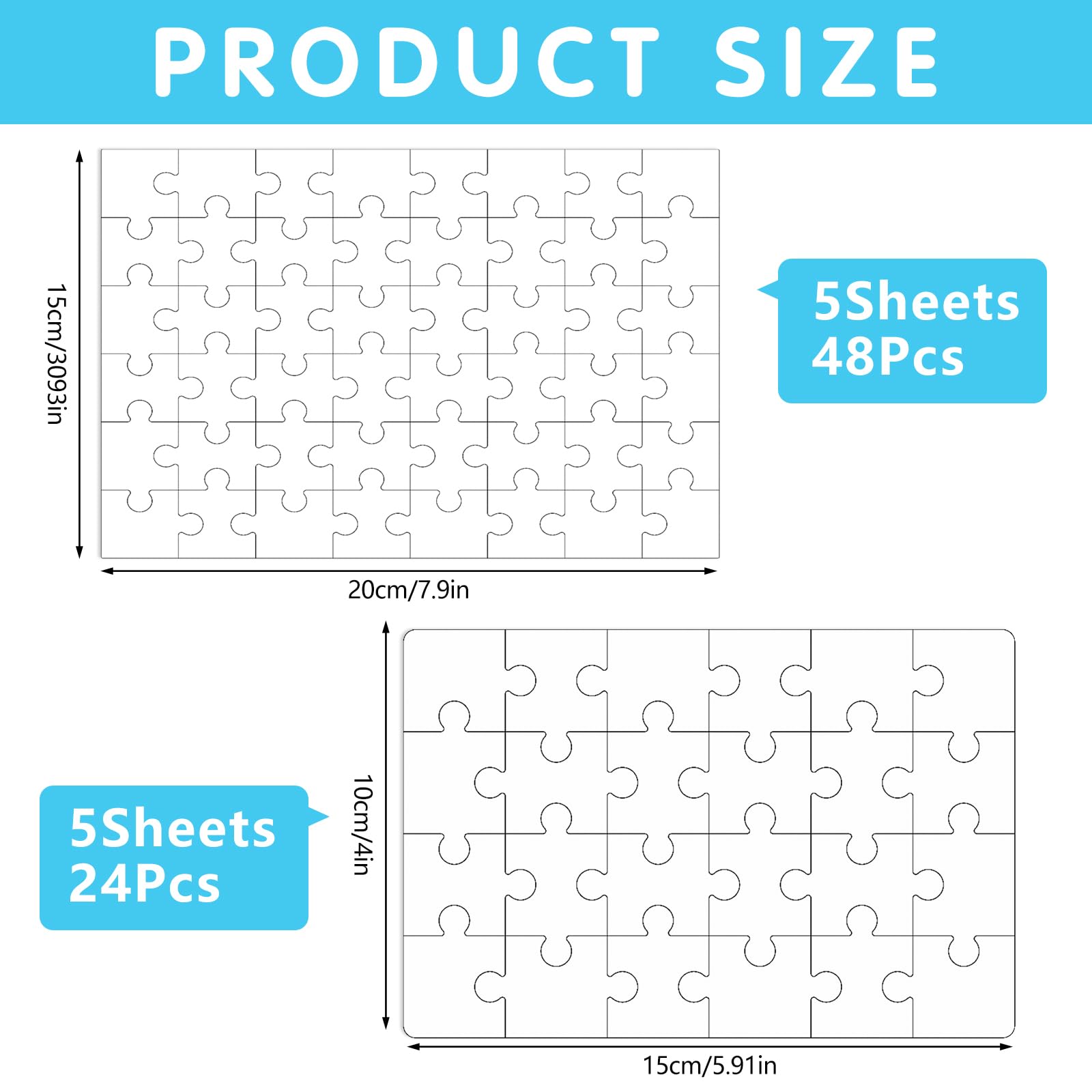 Bekecidi 10-Pack Sublimation Puzzle Blanks - DIY Paintable & Customizable Puzzle Sheets (2 Sizes) for Crafting, Gifts & Home Decor
