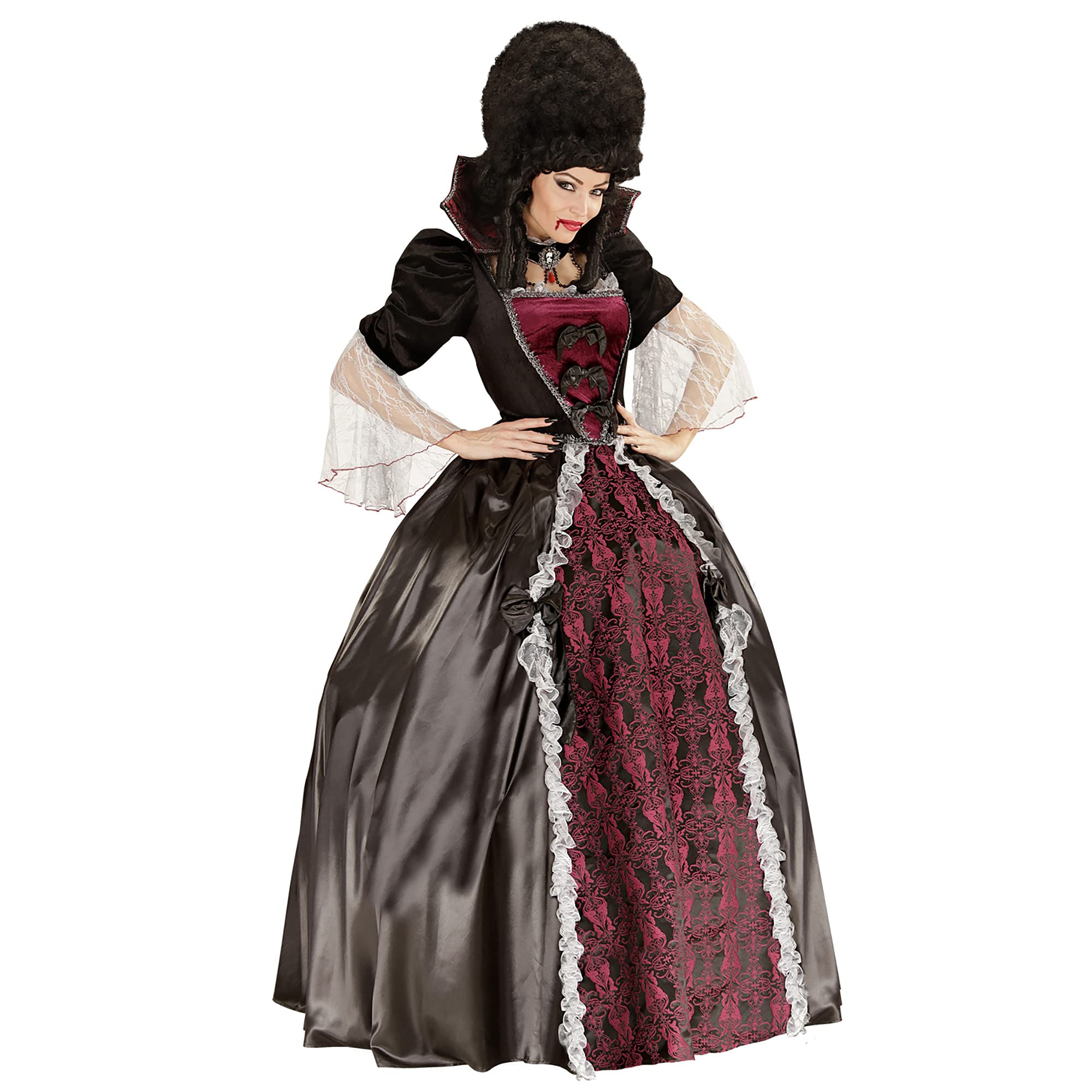 Vampire Costume Dress with Petticoat & Collar - Gothic Lolita Cosplay Outfit for Halloween, Anime Conventions & Themed Parties