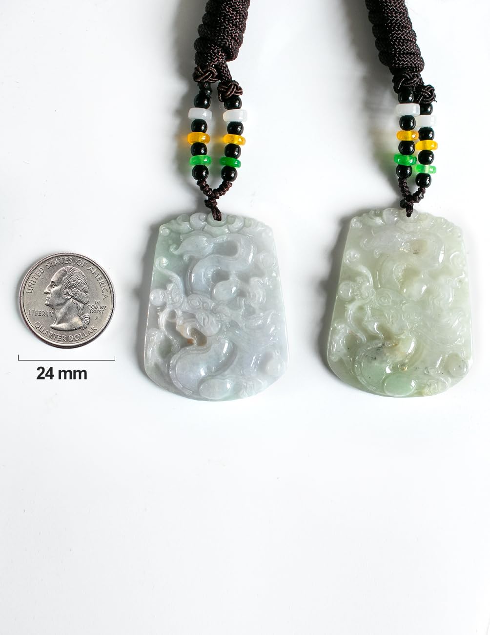 Premium Grade A Certified Burma Jadeite Dahlia Dragon Phoenix Pendant Necklace - Adjustable Cord for Women - Elegant Gift for Birthday, Anniversary & Special Occasions