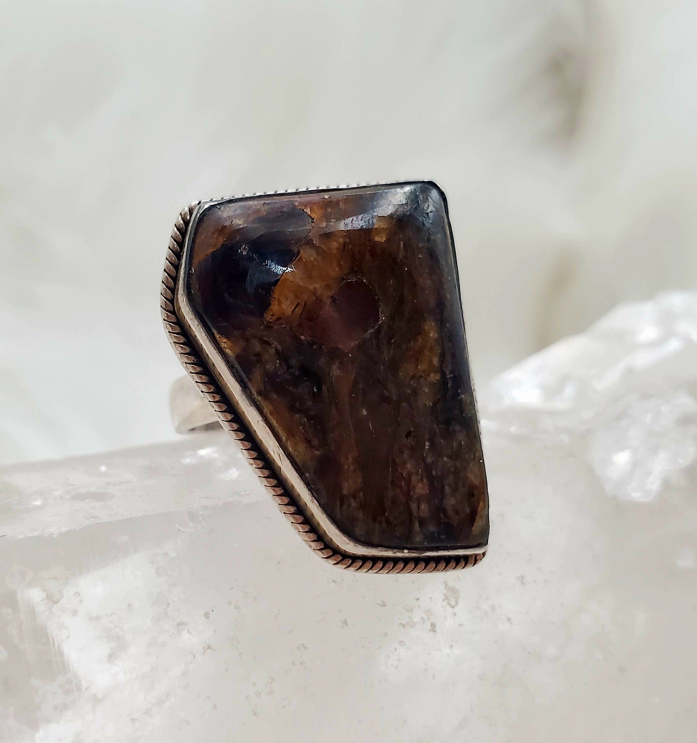 Canadian Staurolite & Garnet Sterling Silver Ring - Size 7.75 | .925 Silver Jewelry for Women | Perfect for Weddings, Anniversaries & Special Occasions
