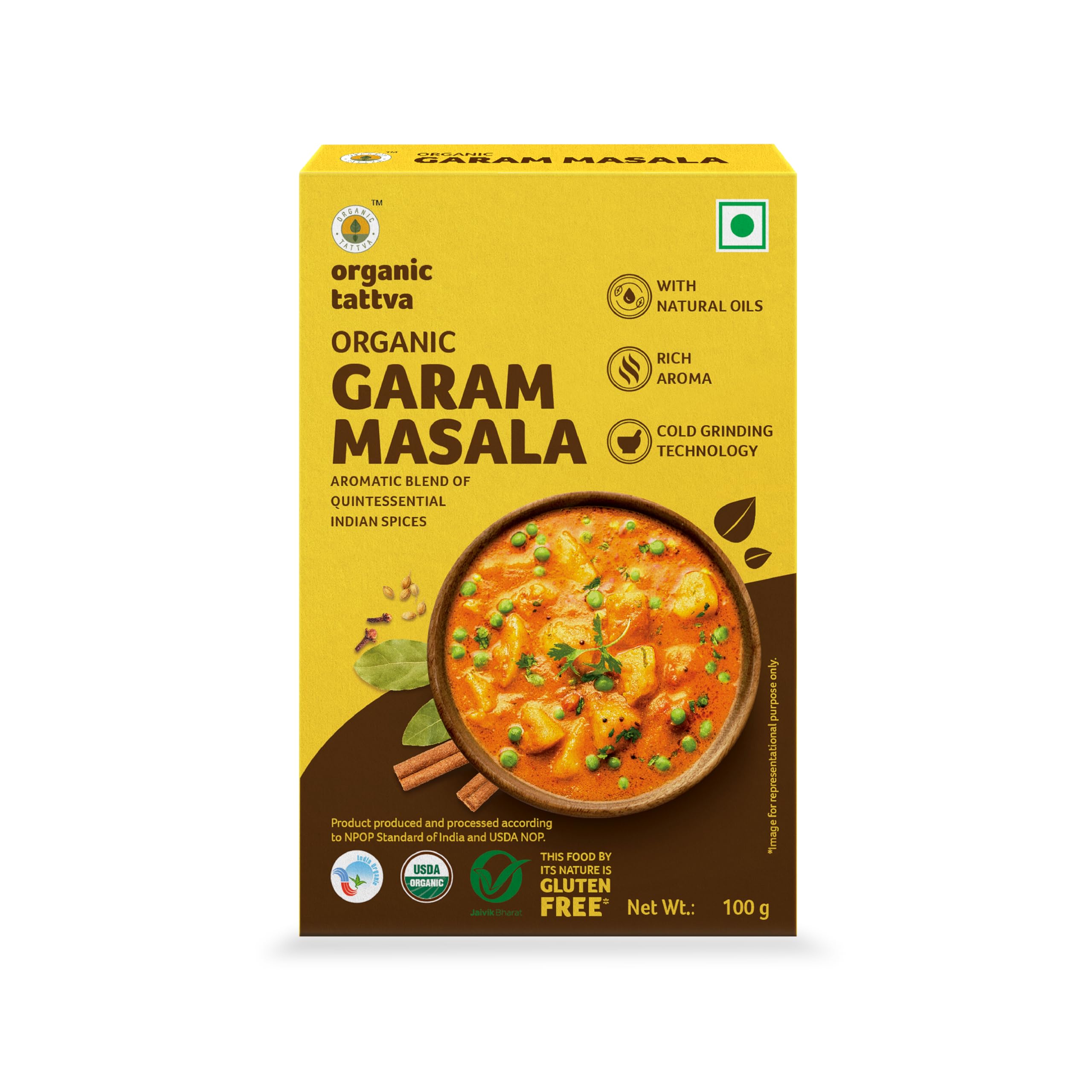 Organic Tattva Premium Garam Masala Powder - 100g | All-Natural Indian Spice Blend, No Preservatives | Perfect for Curries, Soups & Authentic Indian Cooking