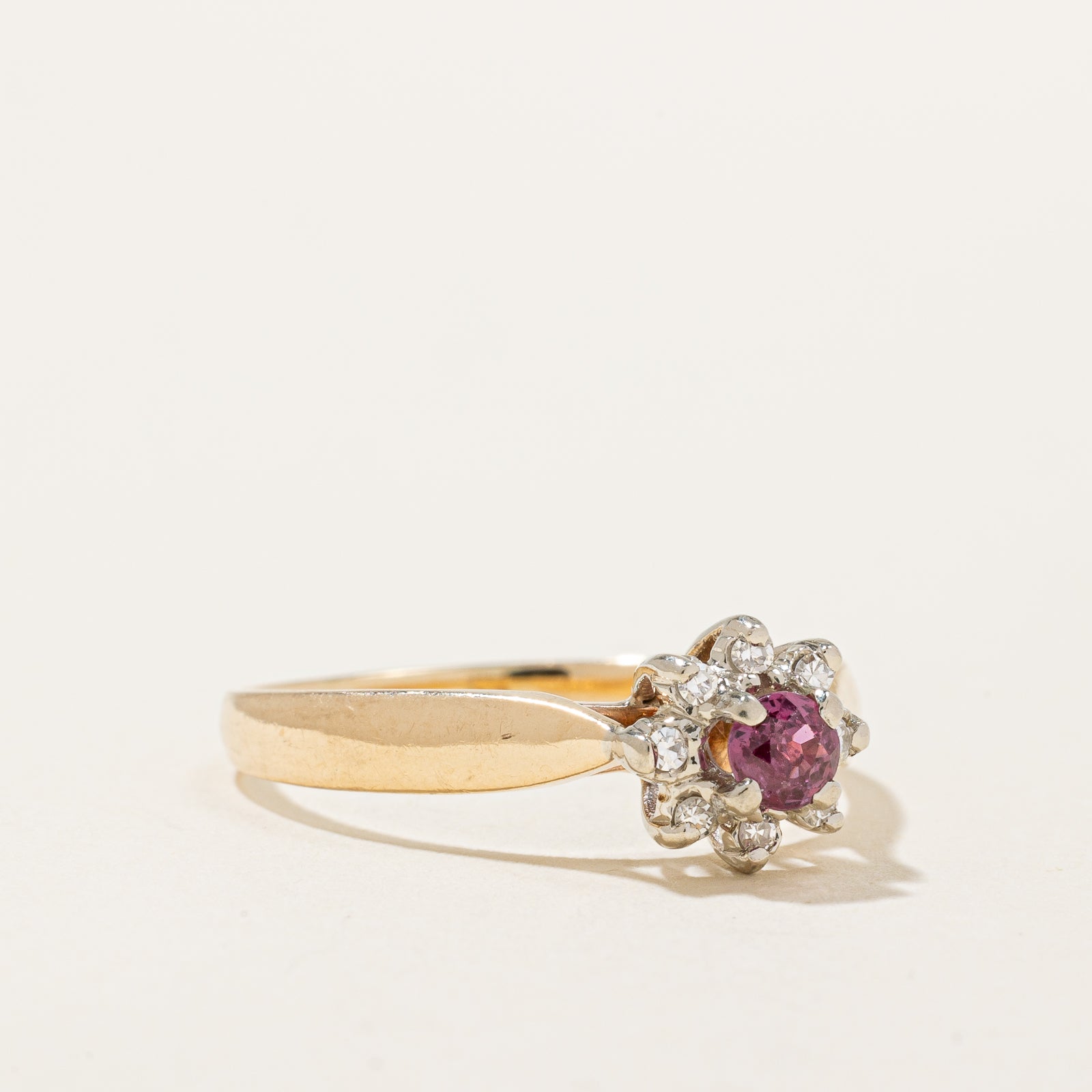 Exquisite Ruby & Diamond Halo Engagement Ring - 0.21ct Center Stone & 0.08ctw Accents - Size 8.5 - Perfect for Proposals, Anniversaries & Special Occasions