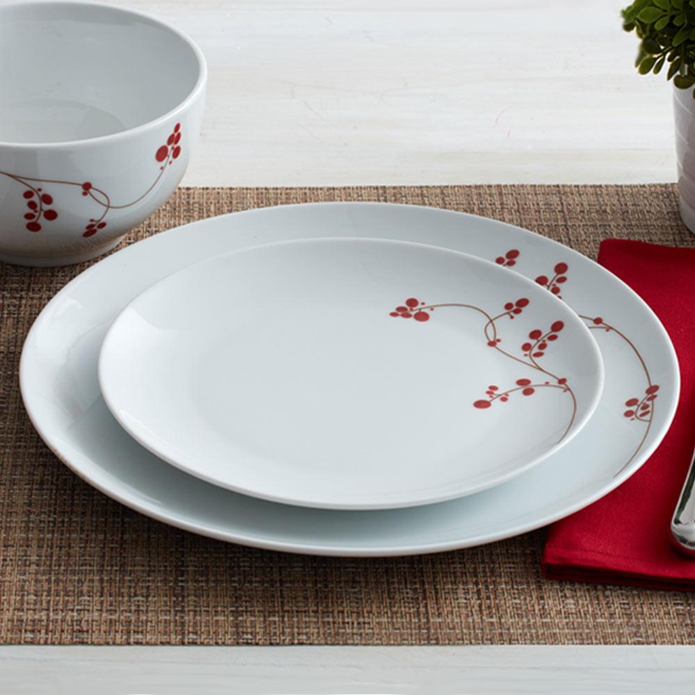Red Berries Set of 4 Dinner Plates - Elegant Ceramic Tableware for Home Dining, Parties & Entertaining - Perfect for Family Meals, Holiday Gatherings & Restaurant Use