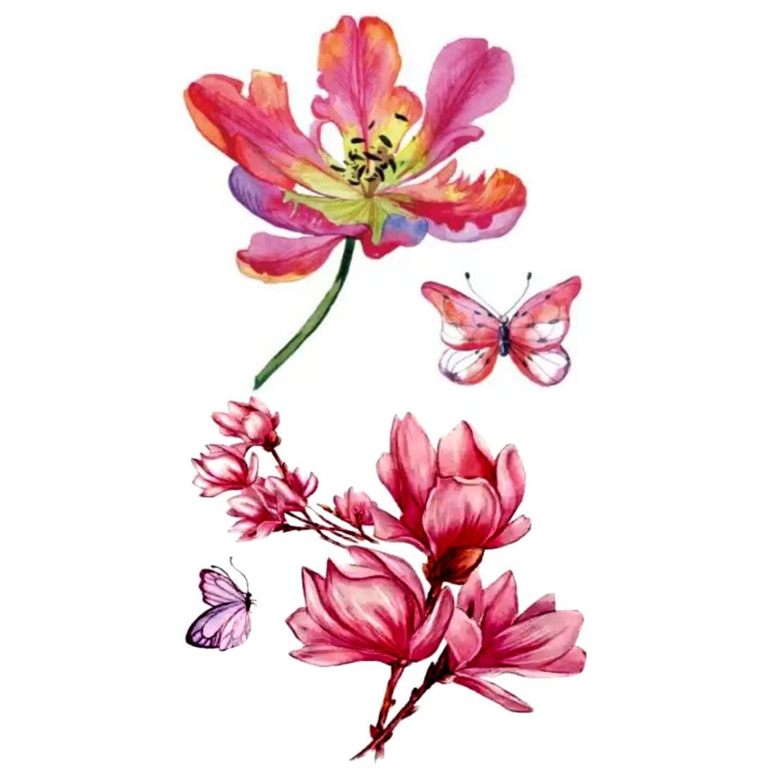 Waterproof Lily Flower Temporary Tattoo for Men & Women - Long Lasting Fake Body Art for Parties, Festivals & Summer Beach Looks