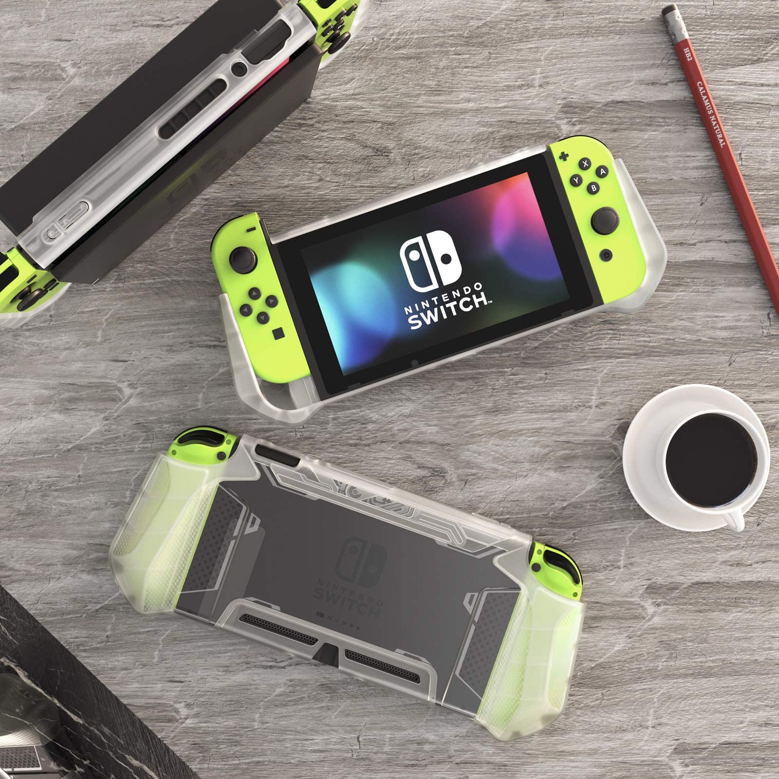 Mumba Dockable Case for Nintendo Switch - Blade Series TPU Grip Protective Cover with Ergonomic Design & Comfortable Hold (Clear) | Perfect for Gaming, Travel & Long Play Sessions