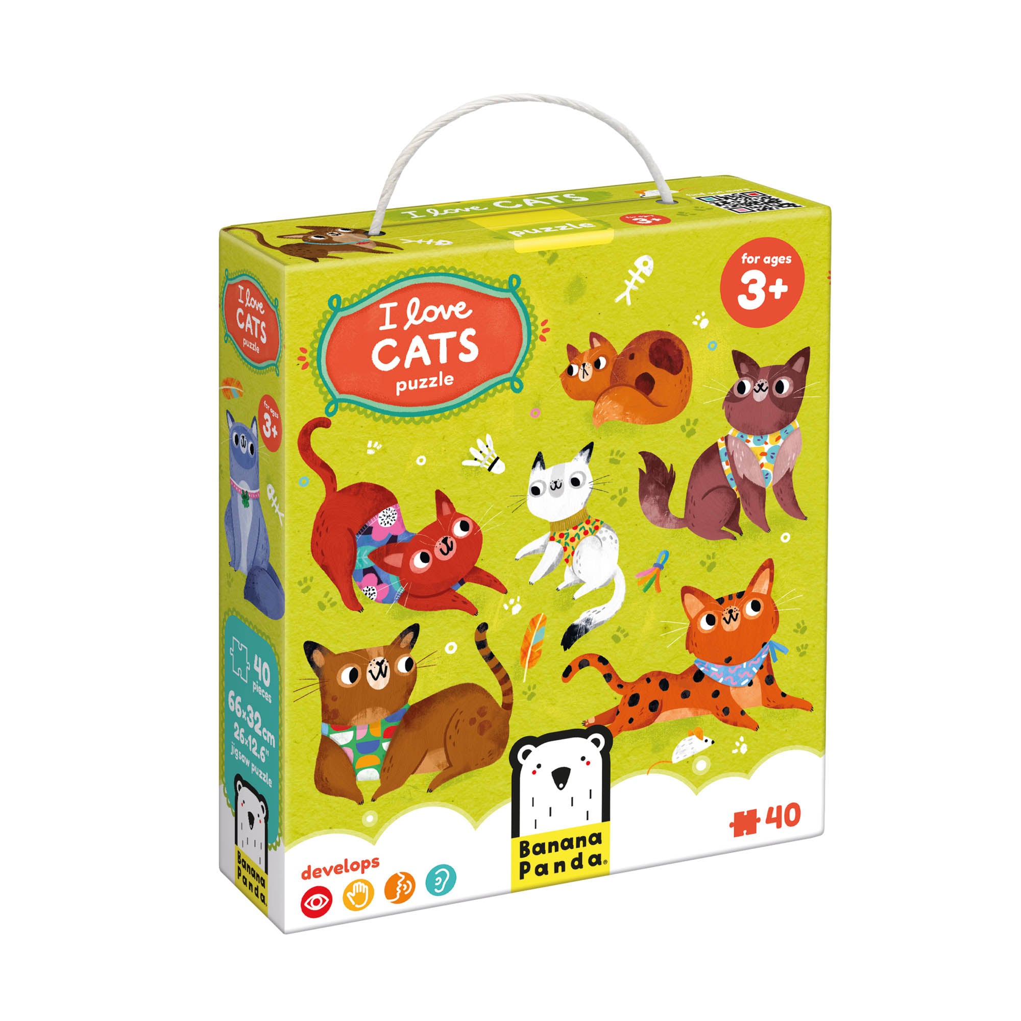 Banana Panda I Love Cats Puzzle - 40 Piece Jigsaw Puzzle for Kids, Fun Educational Toy for Cat Lovers - Perfect for Family Game Night & Preschool Learning Activities