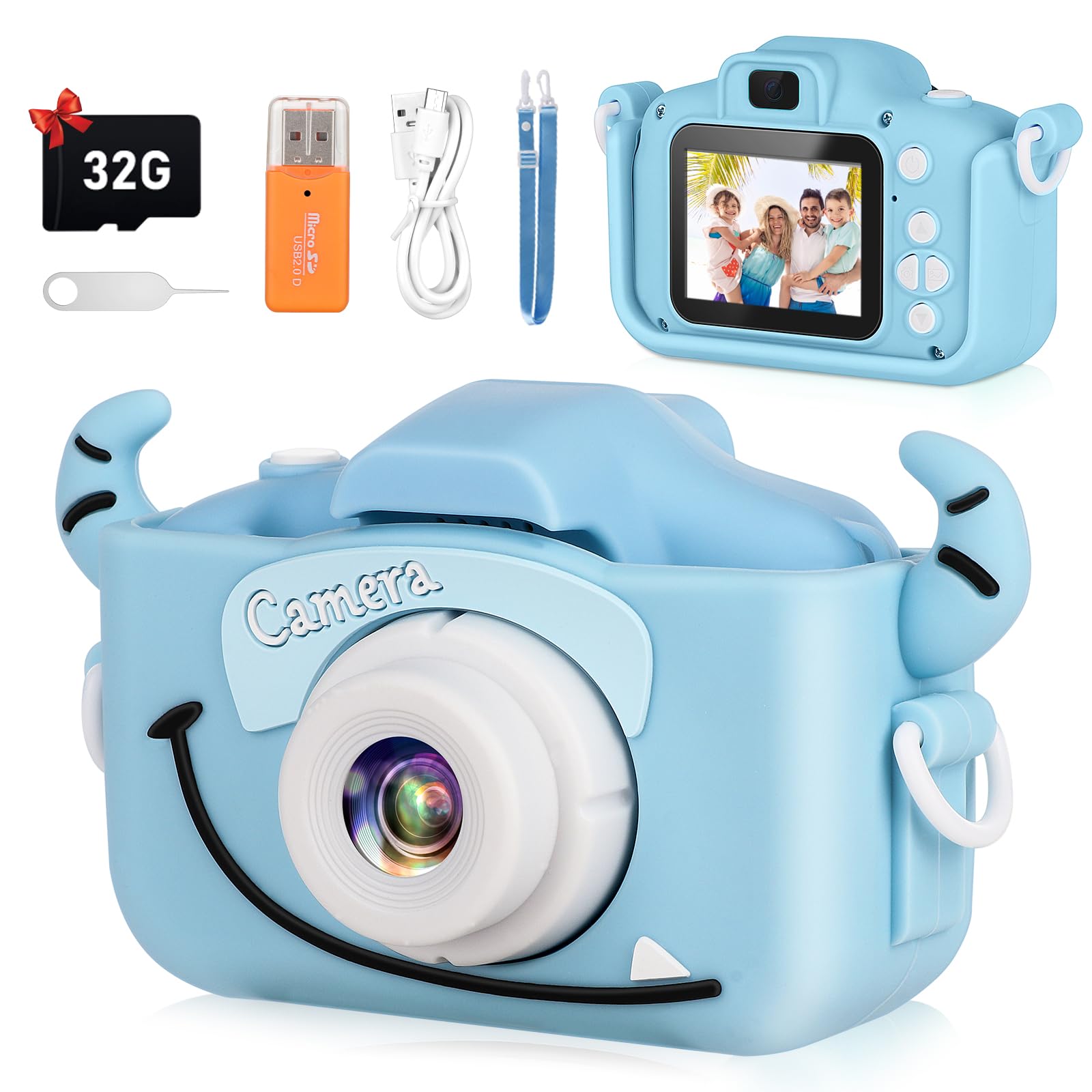 **HD Kids Digital Camera for Boys & Girls Ages 6-8 - Selfie & Video Camera with 32GB SD Card - Perfect Christmas & Birthday Gift for Toddlers - Capture Fun Moments at Parties, Travel & Family Events**