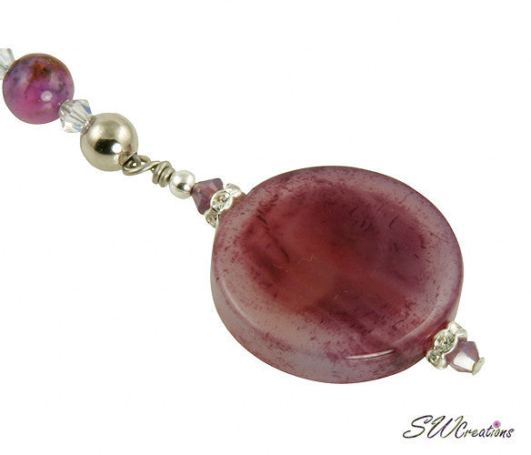 Purple Variscite Heart Gemstone Beaded Fan Pull - Elegant Ceiling Fan Chain Pull with Healing Crystal for Home Decor | Perfect for Bedroom, Living Room & Boho Style Interiors
