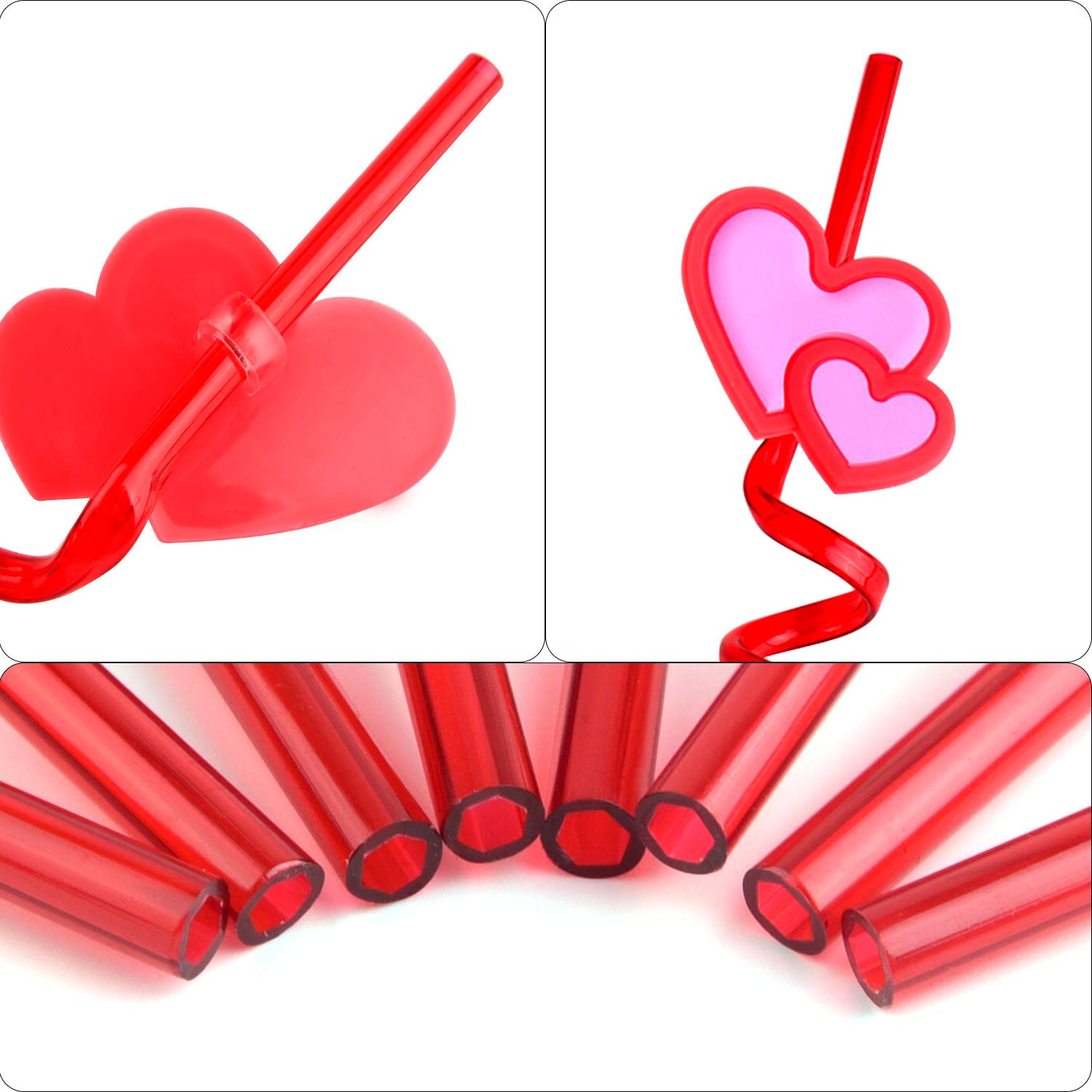 24 PCS Valentine's Day Reusable Straws - Heart Shaped Crazy Loop Drinking Straws for Valentine's Party, Wedding, Anniversary & Romantic Celebrations - Perfect for Cocktails, Milkshakes & Festive Drinks