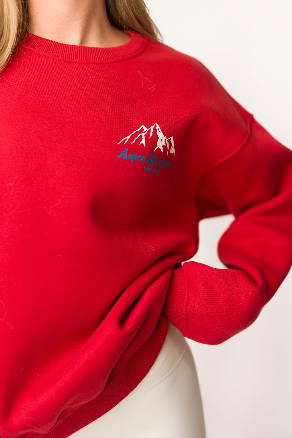 Aspen Ski Camp Hoodie - Cozy Cherry Red Pullover for Winter Sports & Outdoor Adventures
