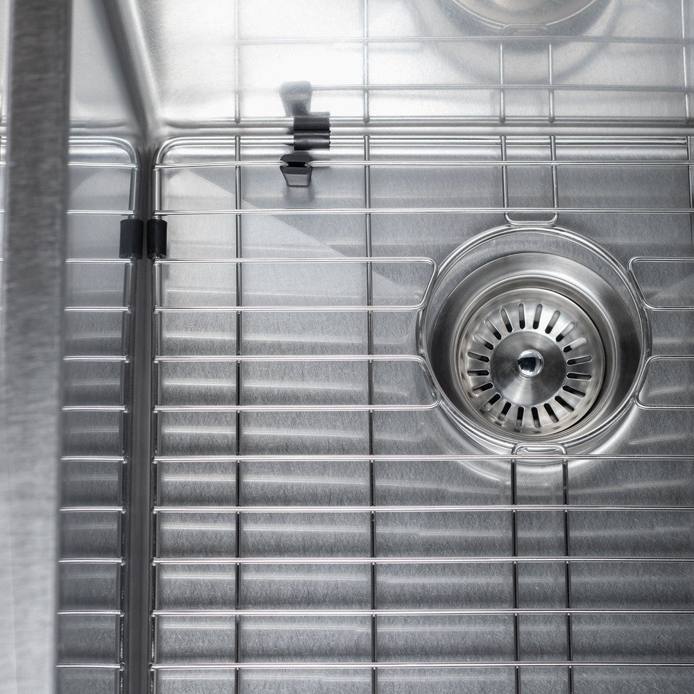 ZLINE 33-Inch Undermount Double Bowl Kitchen Sink - Satin Stainless Steel with Bottom Grid (Model SR60D 33S) | Perfect for Modern Kitchens, Restaurants & RV Remodels