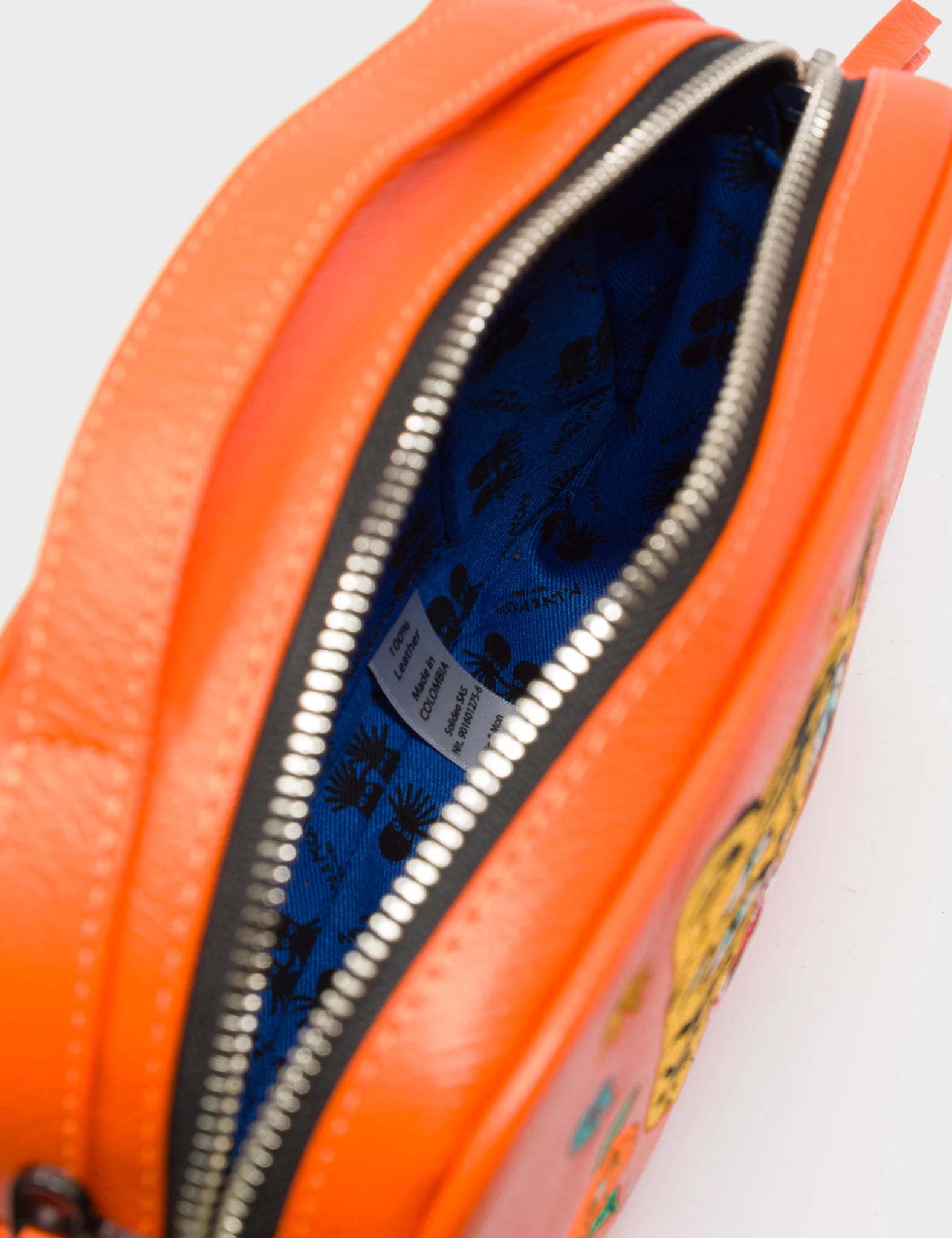 Verto Crossbody Bag - Vermillion Orange Genuine Leather Handbag with Tiger & Floral Embroidery - Perfect for Women's Casual Outings, Travel & Everyday Use