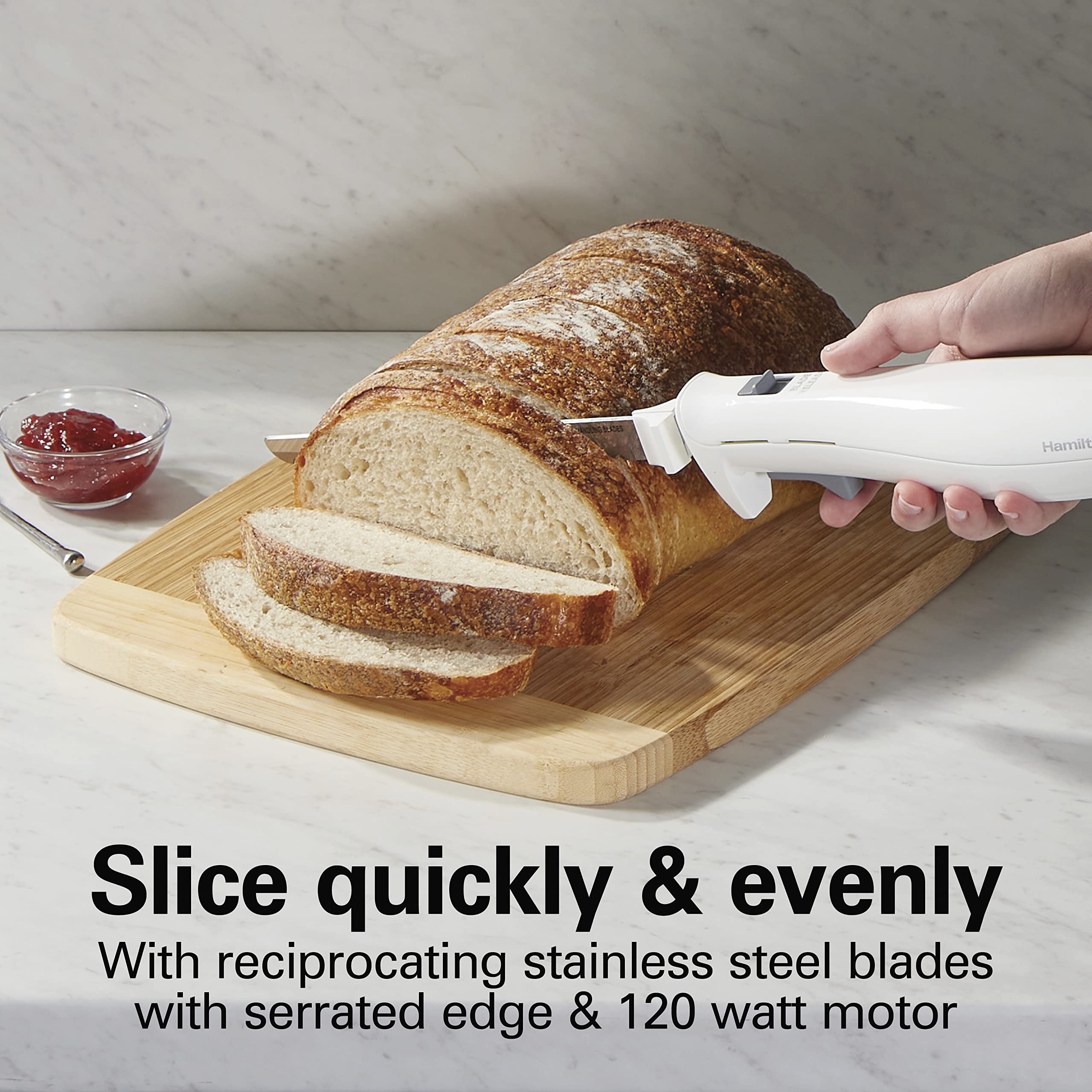 Hamilton Beach Electric Knife Set - Automatic Carving Knife for Meat, Poultry, Bread & Foam Crafting (Model 76606ZA) | Perfect for Holiday Dinners, BBQ Parties & DIY Projects