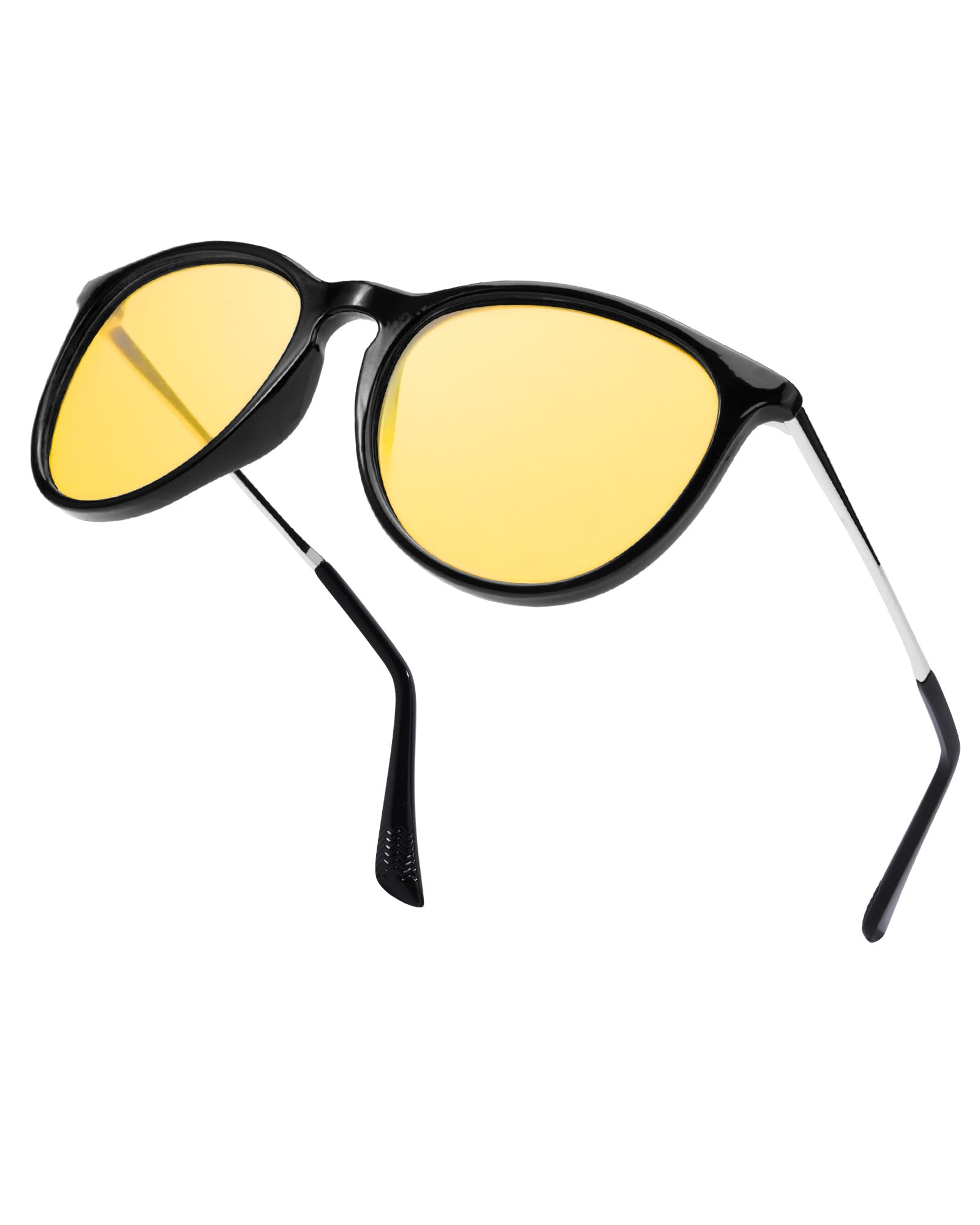 LVIOE Polarized Night Driving Glasses for Women & Men - Anti Glare Yellow Lens with UV400 Protection - Classic Designer Eyewear for Safe Night Driving, Road Trips & Low Light Conditions