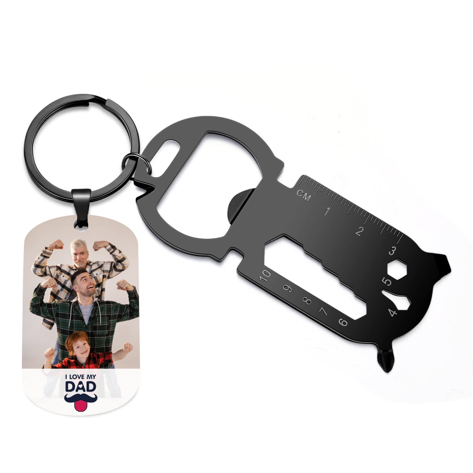 Custom Photo Keychain with Multitool & Bottle Opener - Personalized Gift for Men, Dad, Husband & Boyfriend - Christmas, Father's Day & Anniversary Present - Perfect for Everyday Carry, Travel & Outdoor Adventures