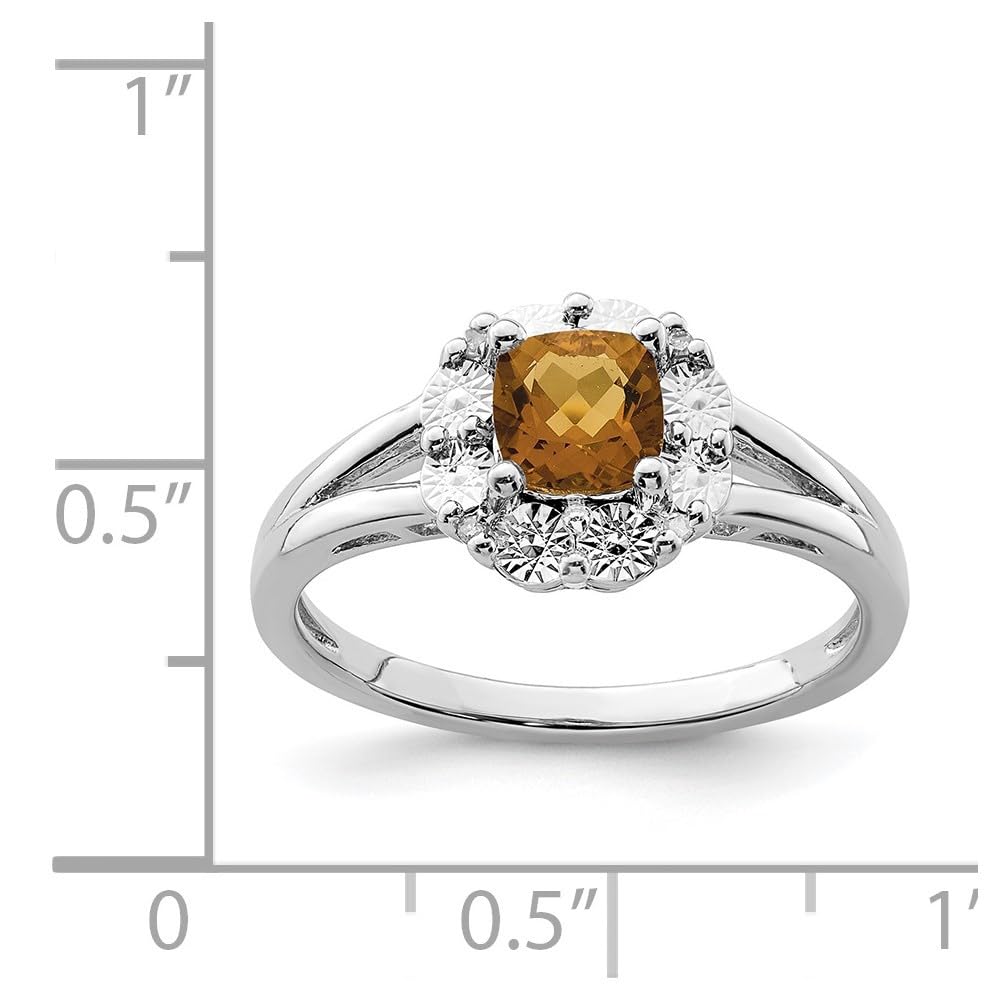 Diamond2Deal 925 Sterling Silver Whiskey Quartz Diamond Engagement Ring (0.535 ct) - Elegant Wedding Proposal Gift for Her, Perfect for Anniversaries & Special Occasions
