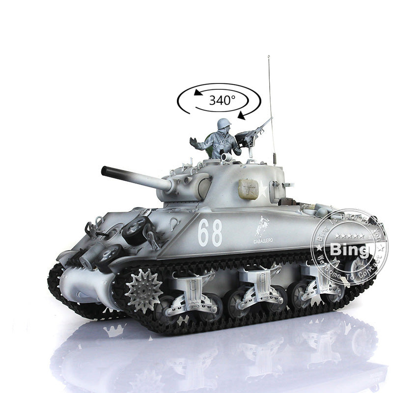 2.4G 1/16 Scale Henglong M4A3 Sherman RTR RC Tank - Plastic Version with Short Barrel, BB Shooting & IR Battling System (Model 3898) | Ready-to-Run Remote Control Military Tank for Adults & Kids | Battle Simulation, Collectible Display & Outdoor Play