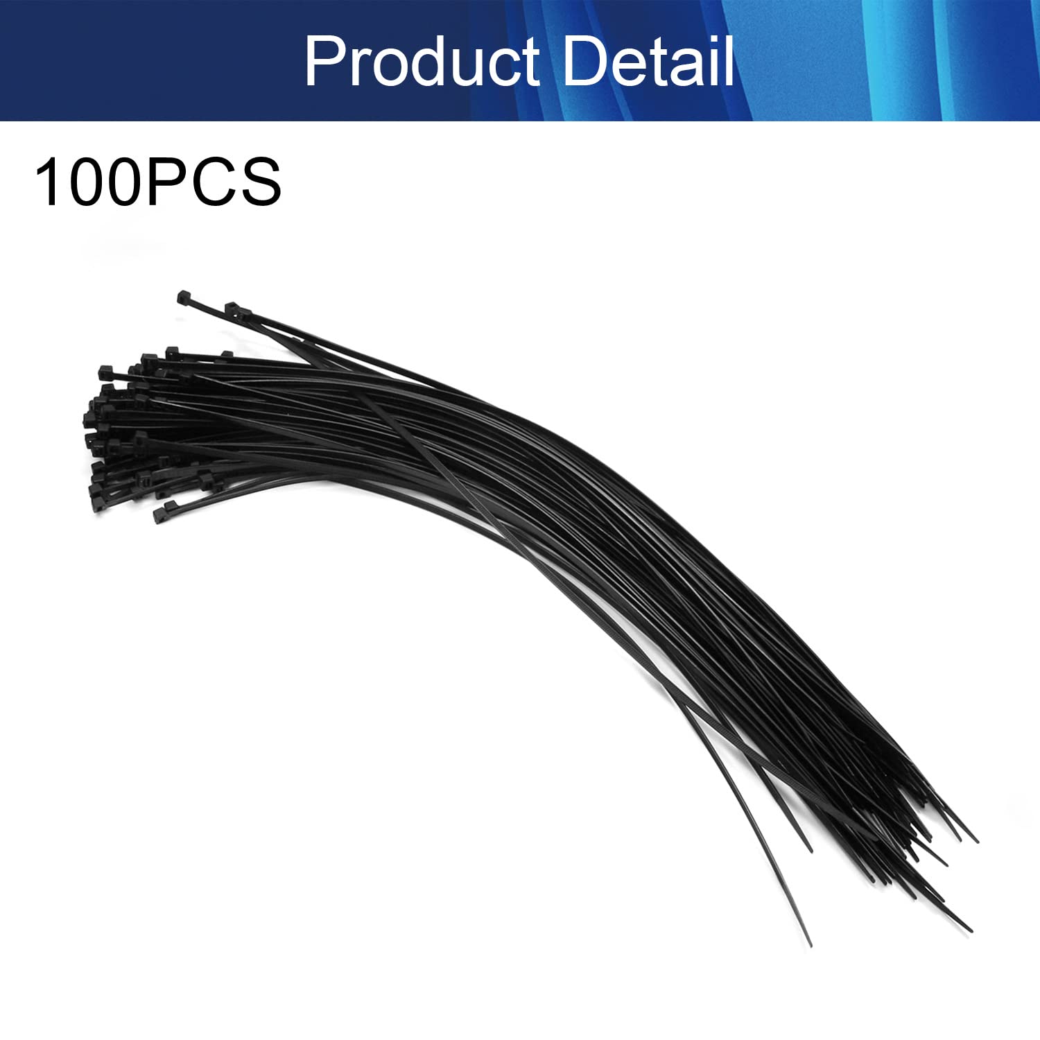 Jutagoss 20-Inch Black Nylon Cable Ties (100-Pack) - Heavy Duty Self-Locking Wire Ties for Organizing Cables, Wires, and Home/Office Use