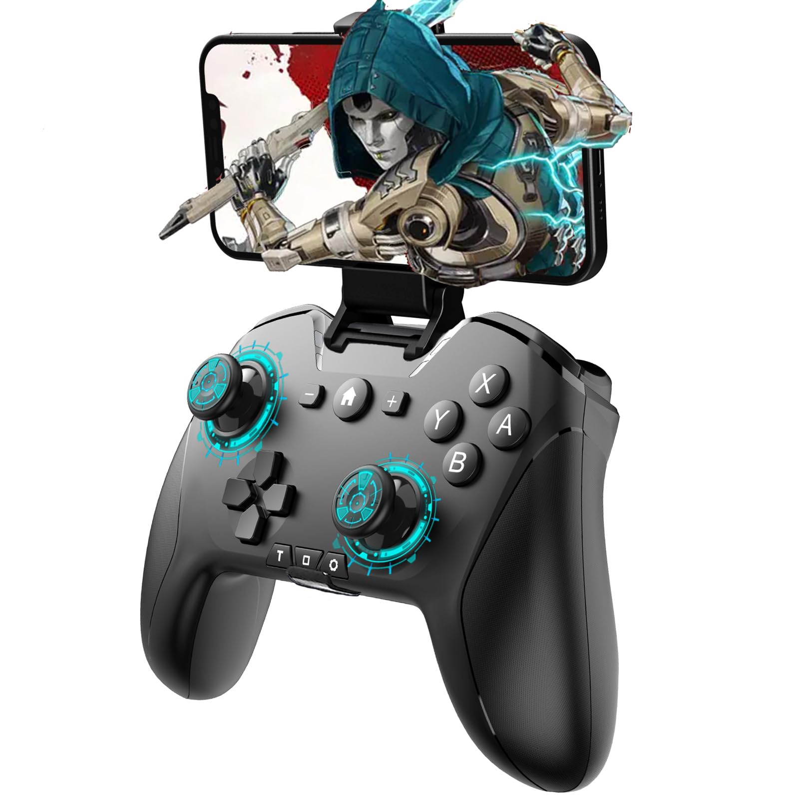 Wireless Bluetooth Controller for Nintendo Switch, PC, Mac, Steam, iOS, Android, TV - Pro Gamepad with Adjustable Dual Motion, Turbo, Macros & 6-Axis Gyro - Compatible with Black Myth: Wukong & Apple Arcade (Black/Purple/Black with Clip) - Perfect for Gaming on Multiple Devices at Home or Travel
