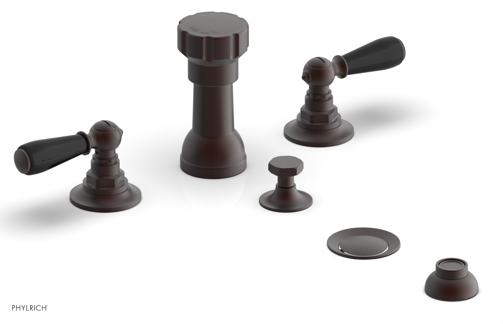 Jamestown 4-Hole Bidet Faucet Set with Lever Handles & Black Accents - Model 165 61 - Perfect for Modern Bathroom Upgrades & Water Conservation