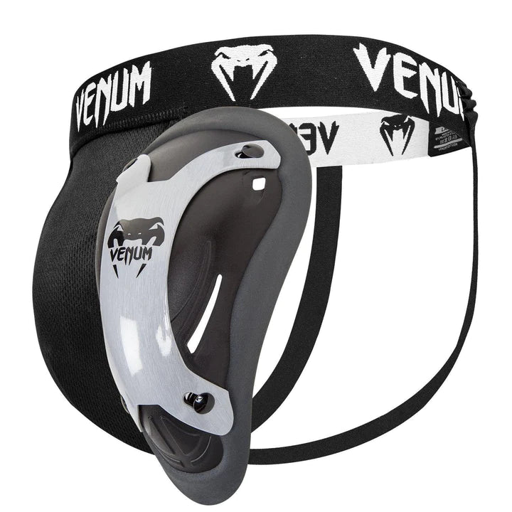 VENUM CUP GROIN GUARD COMPETITOR BLACK/SILVER - MMA, Boxing & Martial Arts Groin Protection for Training & Competition