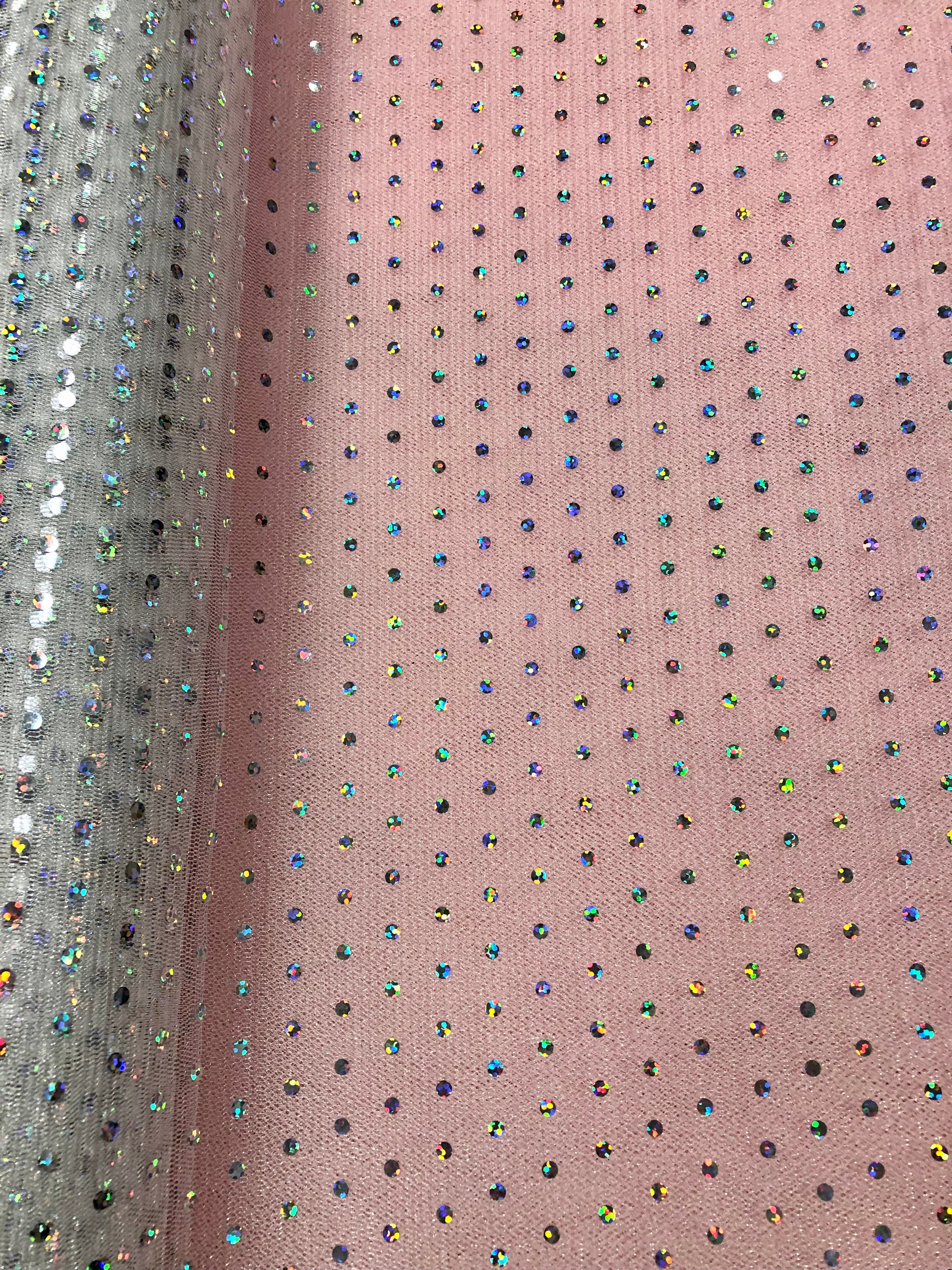 Hologram Dot Tulle Fabric - 58/60 Inches Wide White Iridescent Tulle with Sparkling Dots for Wedding Decor, Costumes & DIY Crafts
