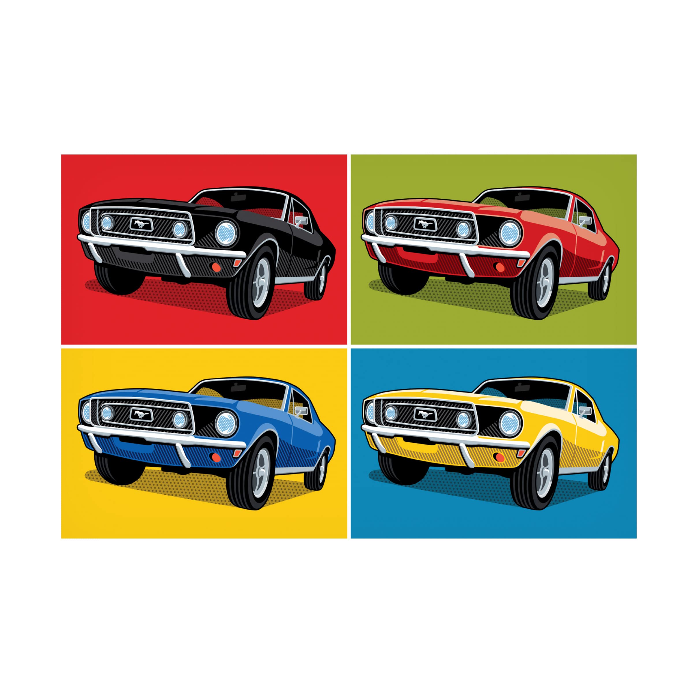 Vintage 1968 Ford Mustang Classic Car Canvas Wall Art Print by Ron Magnes - Perfect for Man Cave, Garage Decor & Automotive Enthusiast Gifts