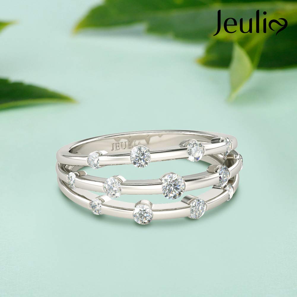 Jeulia 1 Carat Star Ring for Women - 925 Sterling Silver Cubic Zirconia Wedding Band, CZ Solitaire Engagement Ring, Anniversary & Promise Jewelry Gift - Perfect for Proposals, Weddings & Romantic Occasions