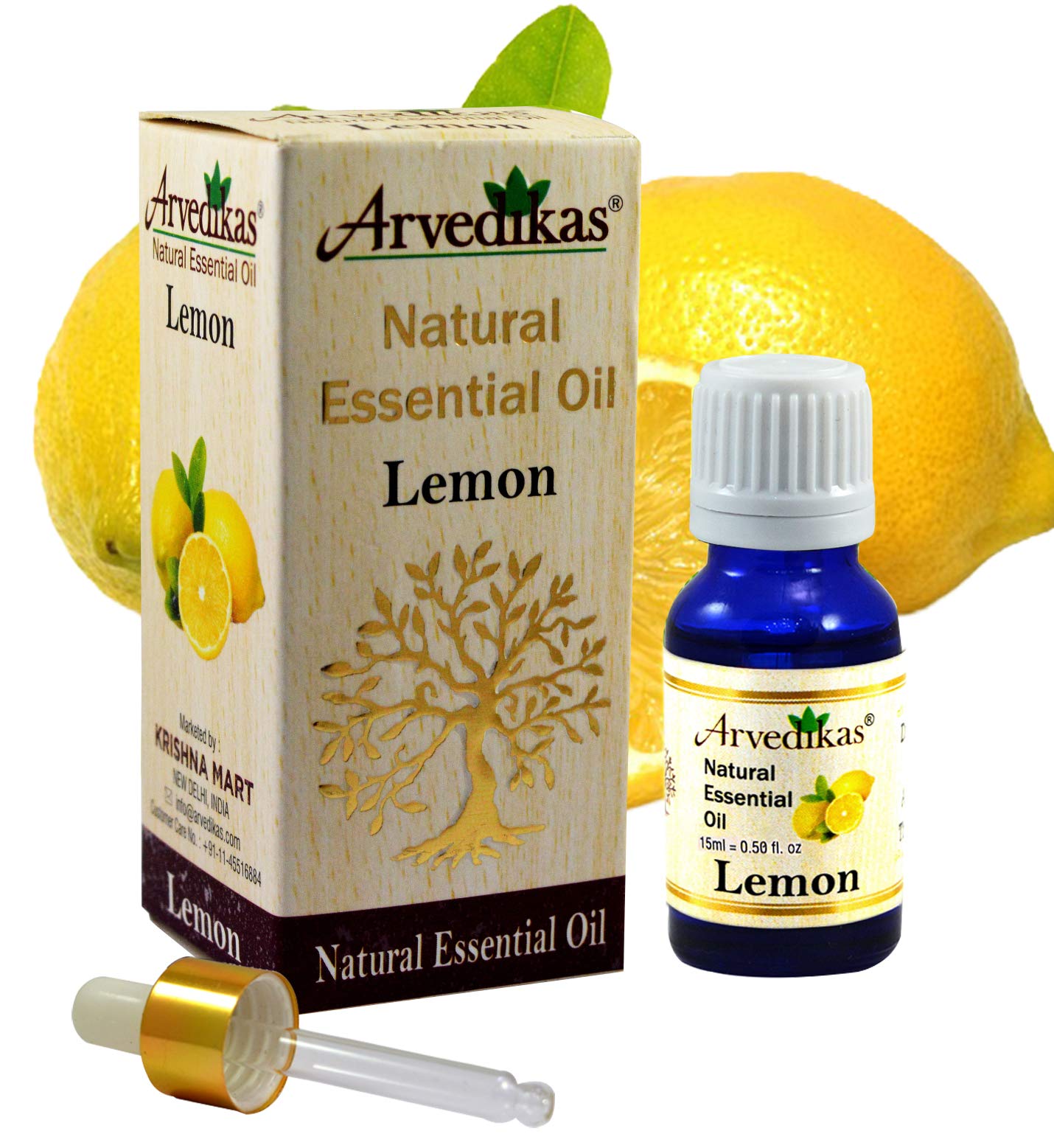 Arvedikas 100% Pure Natural Lemon Essential Oil 15ml - Aromatherapy, Skin Care & Hair Treatment | Perfect for Diffusers, Massage & DIY Beauty Products