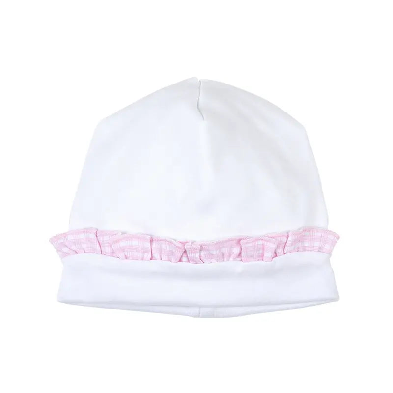 New Beginnings Ruffle Hat for Women - Soft Pink Floral Sun Hat with Wide Brim, Perfect for Beach, Garden, and Summer Outfits