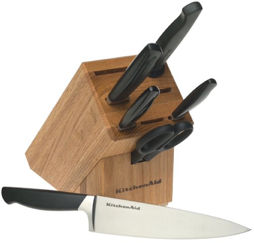 KitchenAid Ultra 7-Piece Knife Set with Wooden Block - Professional Stainless Steel Kitchen Knives for Chopping, Slicing & Dicing - Perfect for Home Cooks & Chefs