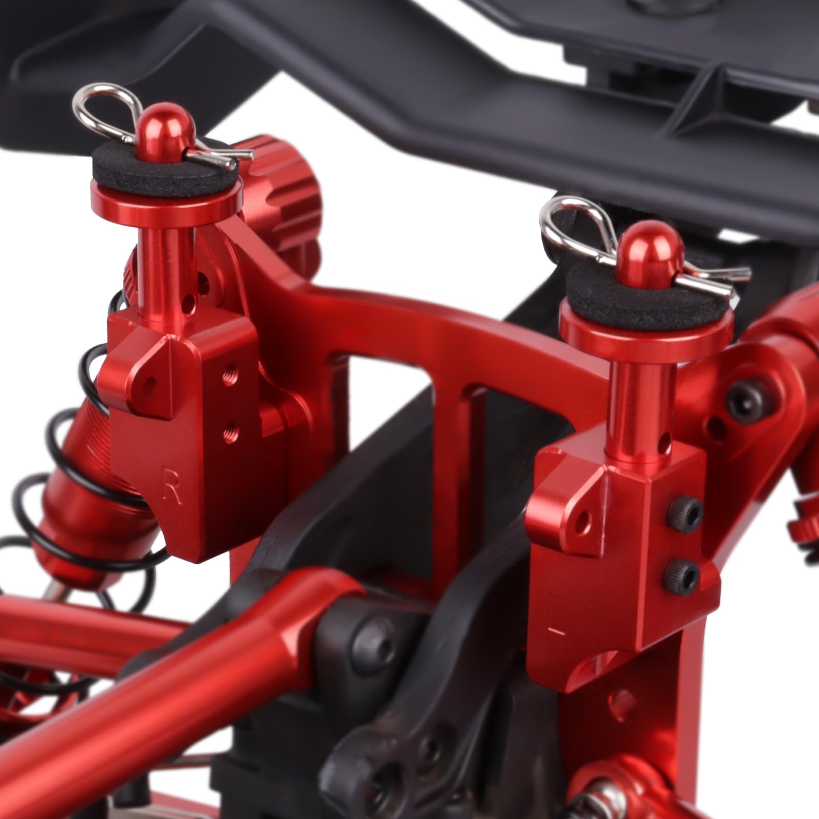 Aluminum Body Post Mounts & Body Post Set with Body Clips & Washers for Arrma Notorious 6S BLX RC Car - Front & Rear Mounting System (Red) - Perfect for Off-Road Bashing, Racing & RC Car Upgrades