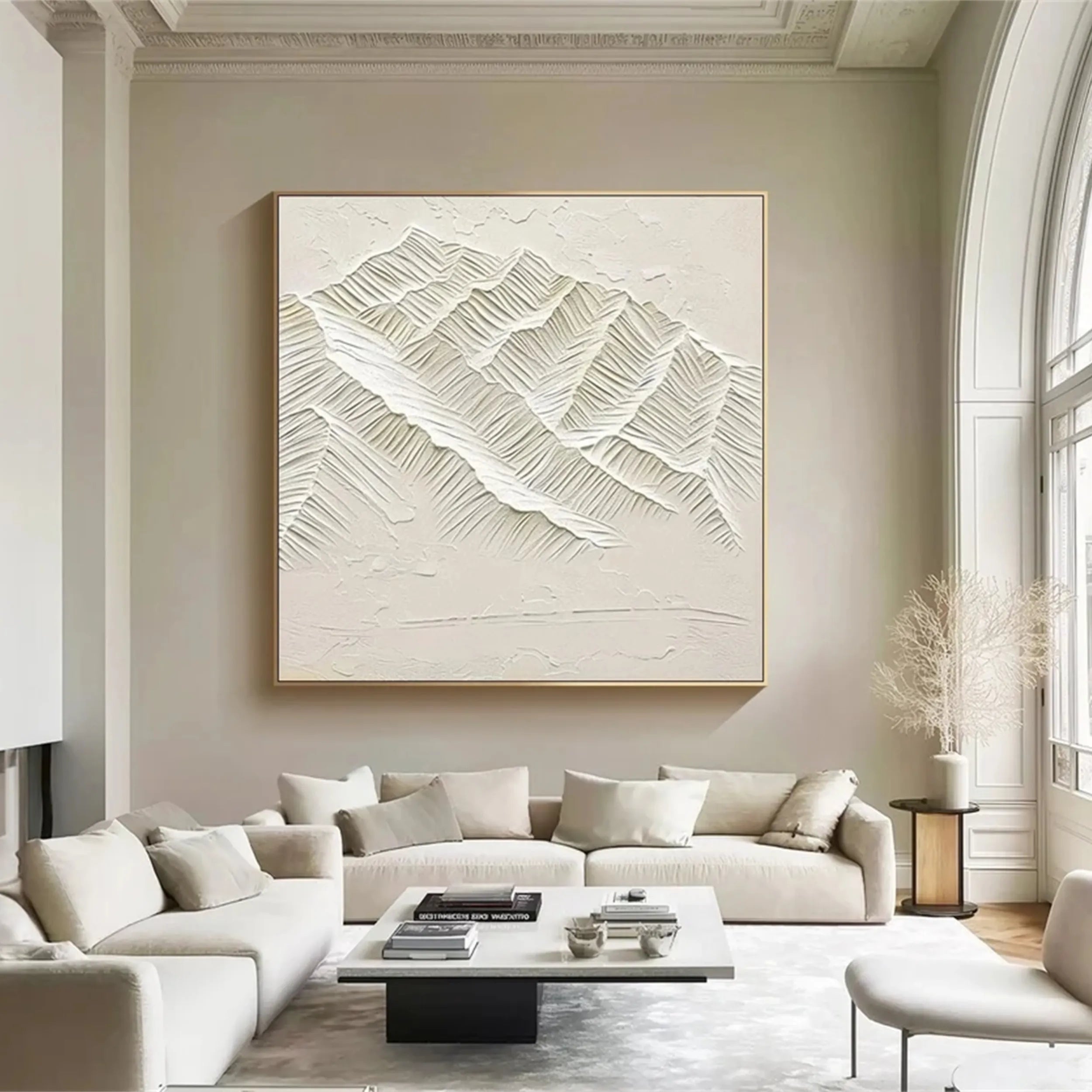Minimalist Beige Textured Wall Art - Modern Abstract Canvas Painting for Living Room, Bedroom & Office Decor #MM262
