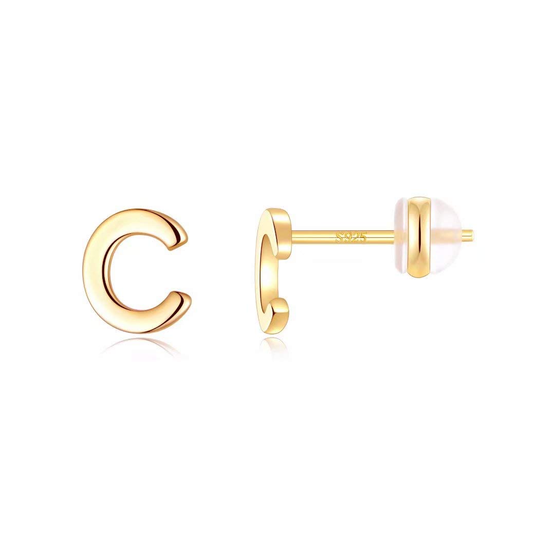 Sterling Silver Initial Stud Earrings for Women - 925 Hypoallergenic Silver Earrings, Perfect Jewelry Gift for Her | Everyday Wear, Special Occasions & Birthday Presents