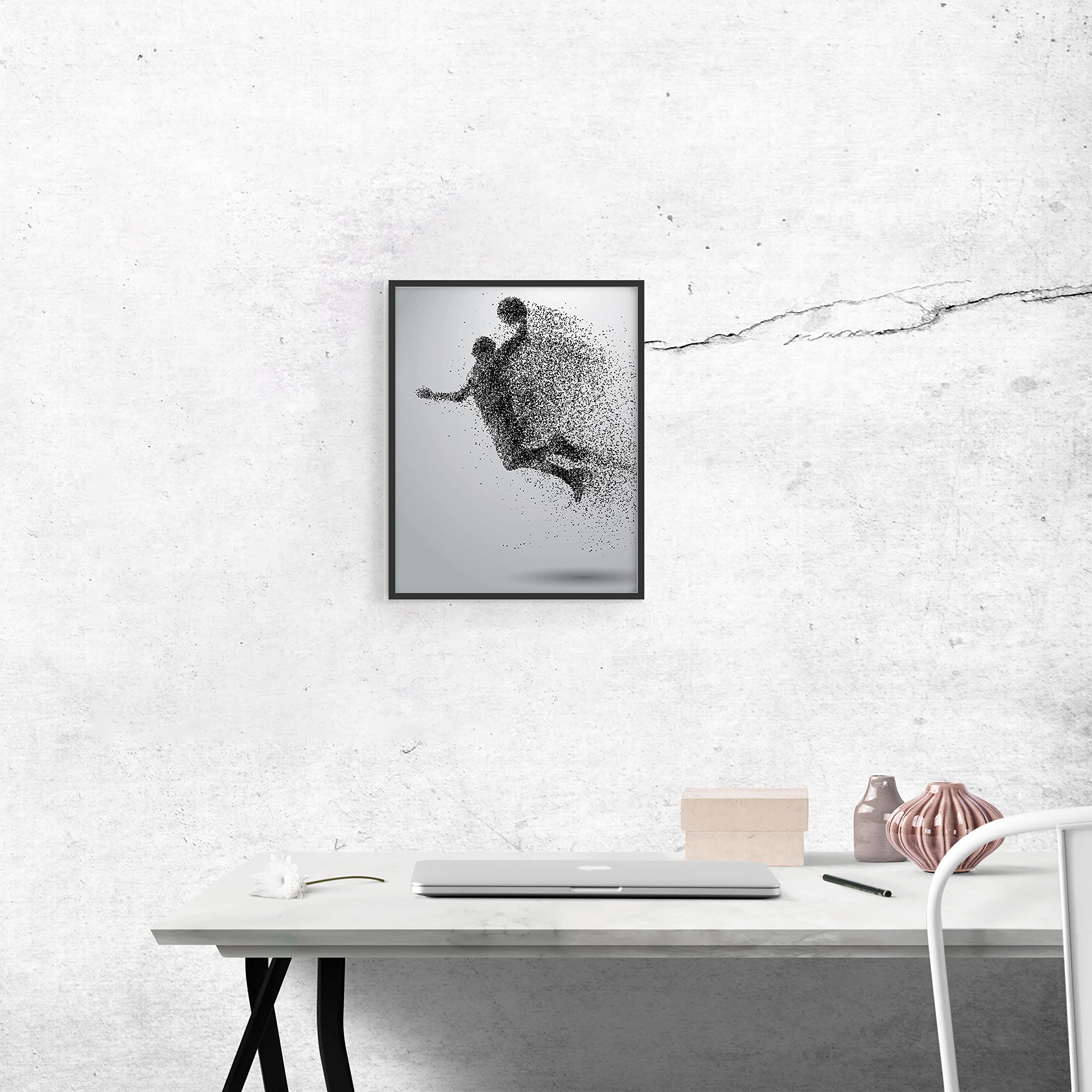 Basketball Wall Art Prints - Particle Silhouette Poster (11x14 Unframed) - Modern Home Decor for Bedroom, Man Cave & Kids Room - Perfect Gift for Sports Fans & Basketball Lovers