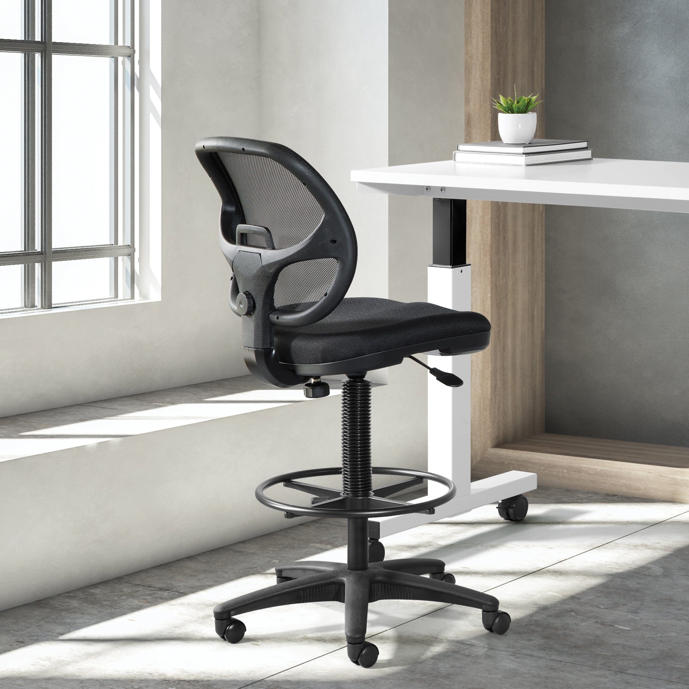 Office Star Work Smart Screen Back Mesh Drafting Chair [DC2990] - Ergonomic Swivel Task Chair for Home Office, Computer Desk, and Studio Workspace