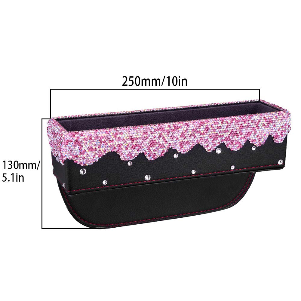 Sparkly Car Seat Gap Filler Organizer - Pink Glitter Console Storage Caddy for Phones, Keys & Small Items | Perfect for SUVs, Sedans & Minivans | Keep Your Vehicle Clean & Organized