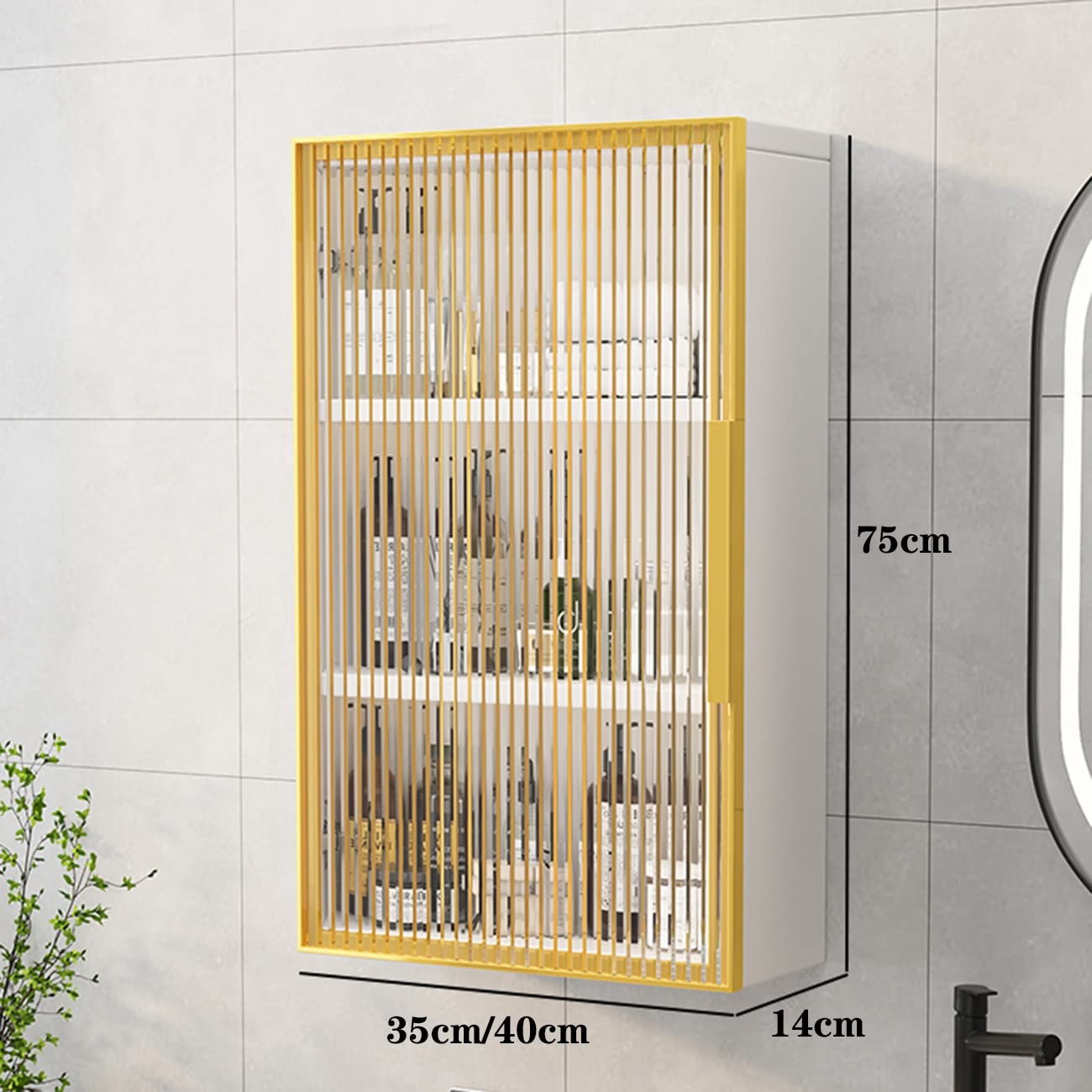 Multifunctional Wall Cabinet with Glass Door - Sturdy Multi-Layer Storage Shelf for Living Room, Entryway, Bathroom & Bedroom | Space-Saving Home Organization Solution for Small Spaces